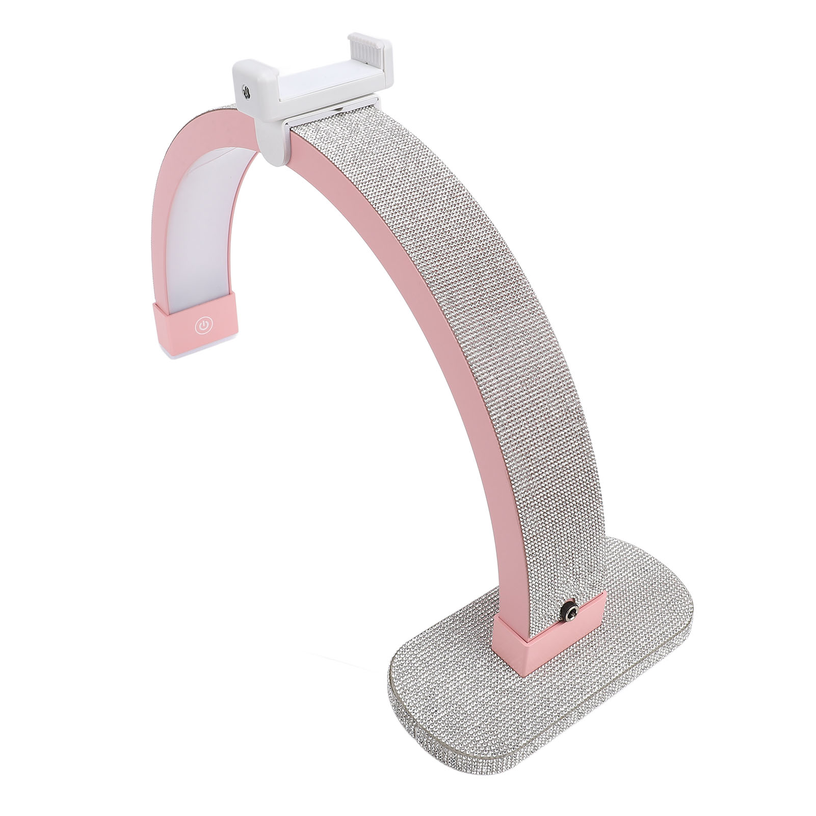 Ein rosa Katzenscratzer mit einem Telefonhalter.