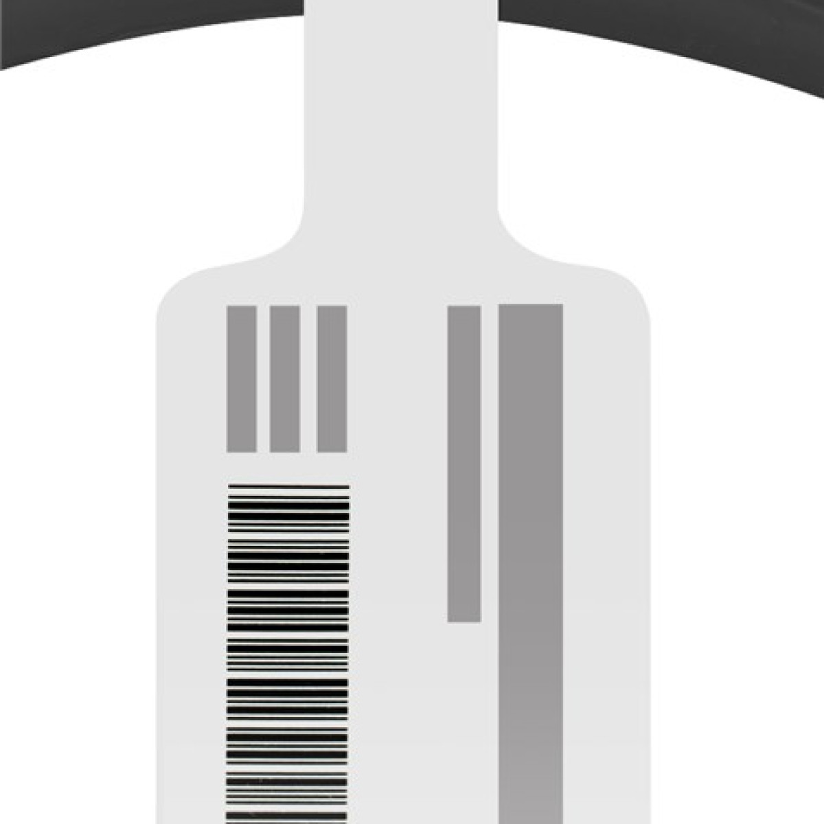 Etykieta z kodem kreskowym na białym tle, z czarno-białymi liniami i szarym paskiem.