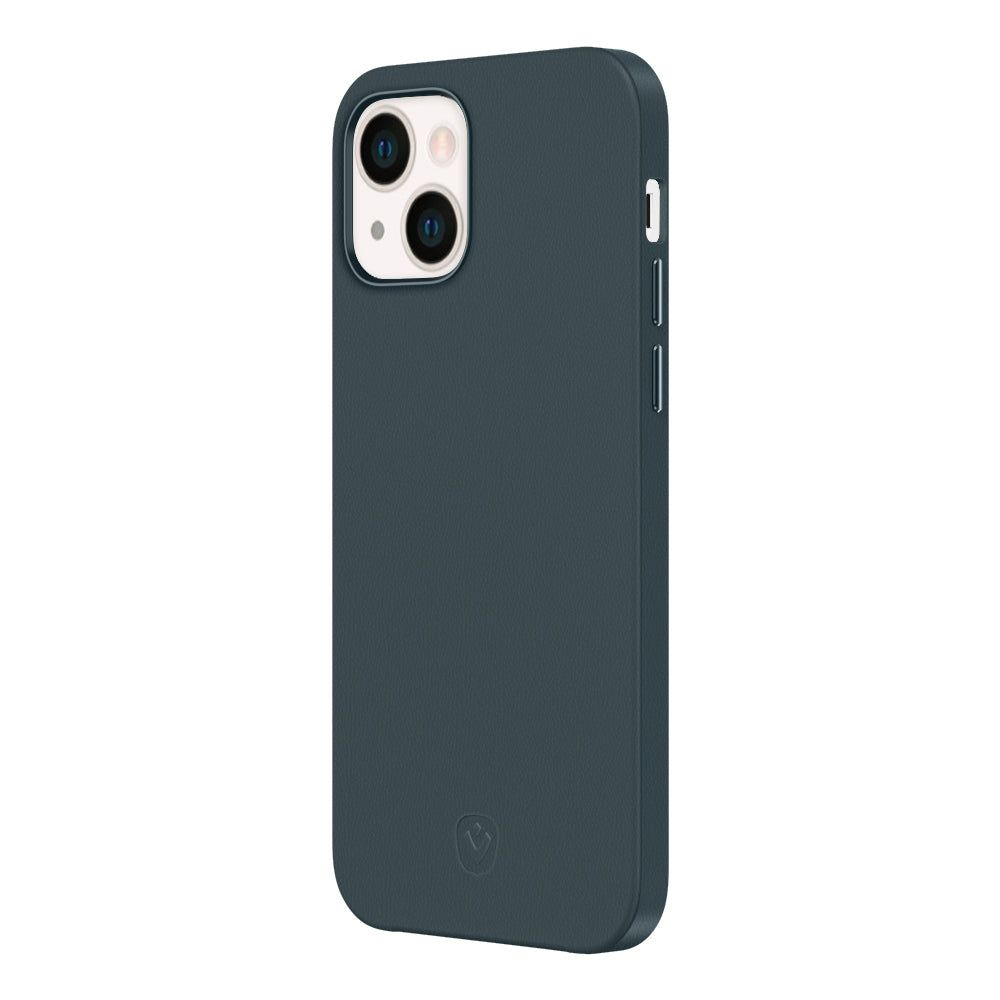 Custodia teal per smartphone. Ha ritagli per fotocamera e pulsanti.