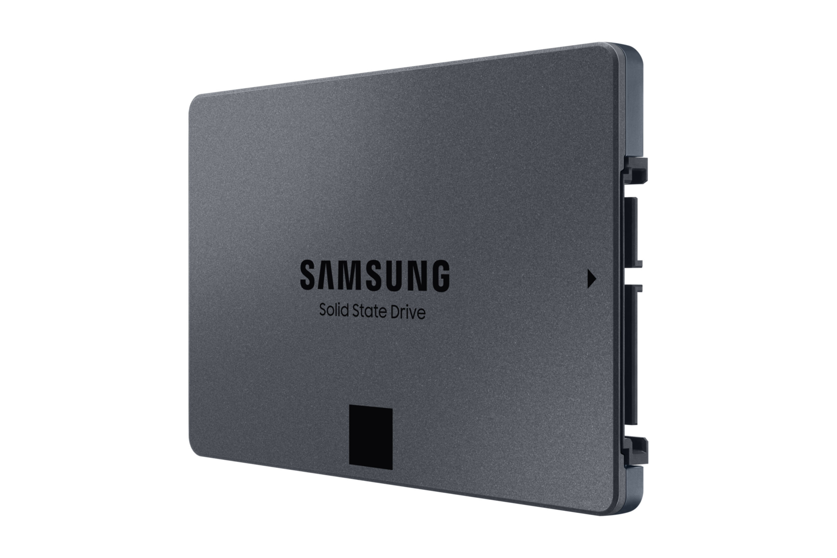 Czarny dysk SSD Samsung. Napisano na nim 'SAMSUNG Solid State Drive'.