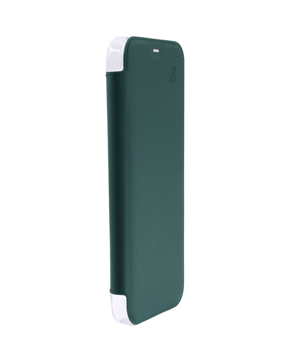 Custodia verde per telefono con bordi bianchi, che mostra un design elegante e una superficie liscia per la protezione.