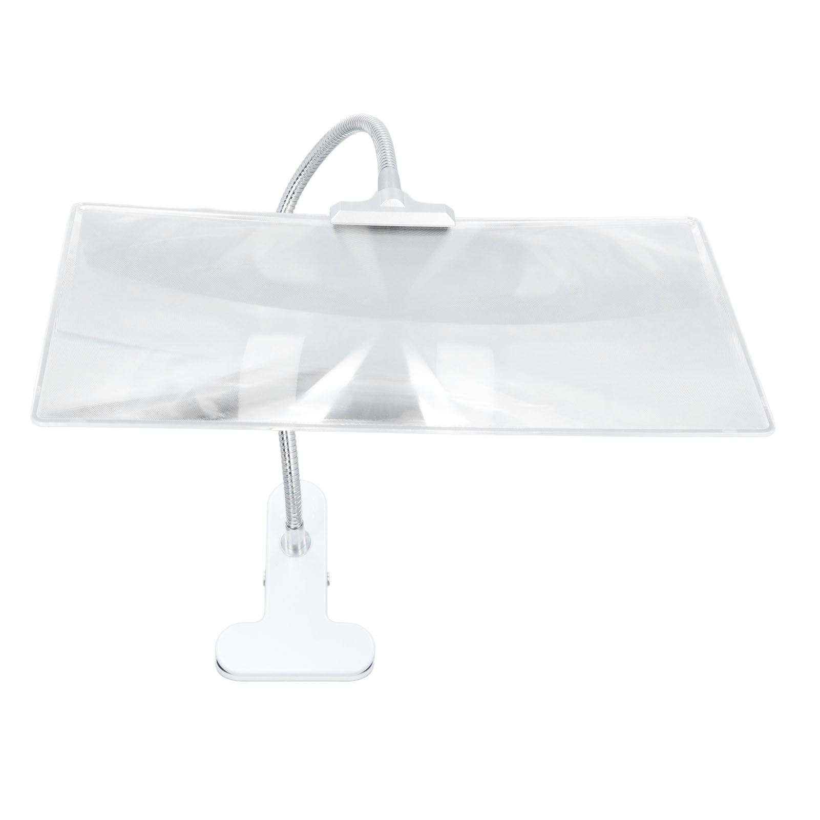Ein großes Vergrößerungsblatt mit flexiblem Arm und Clip-Basis.