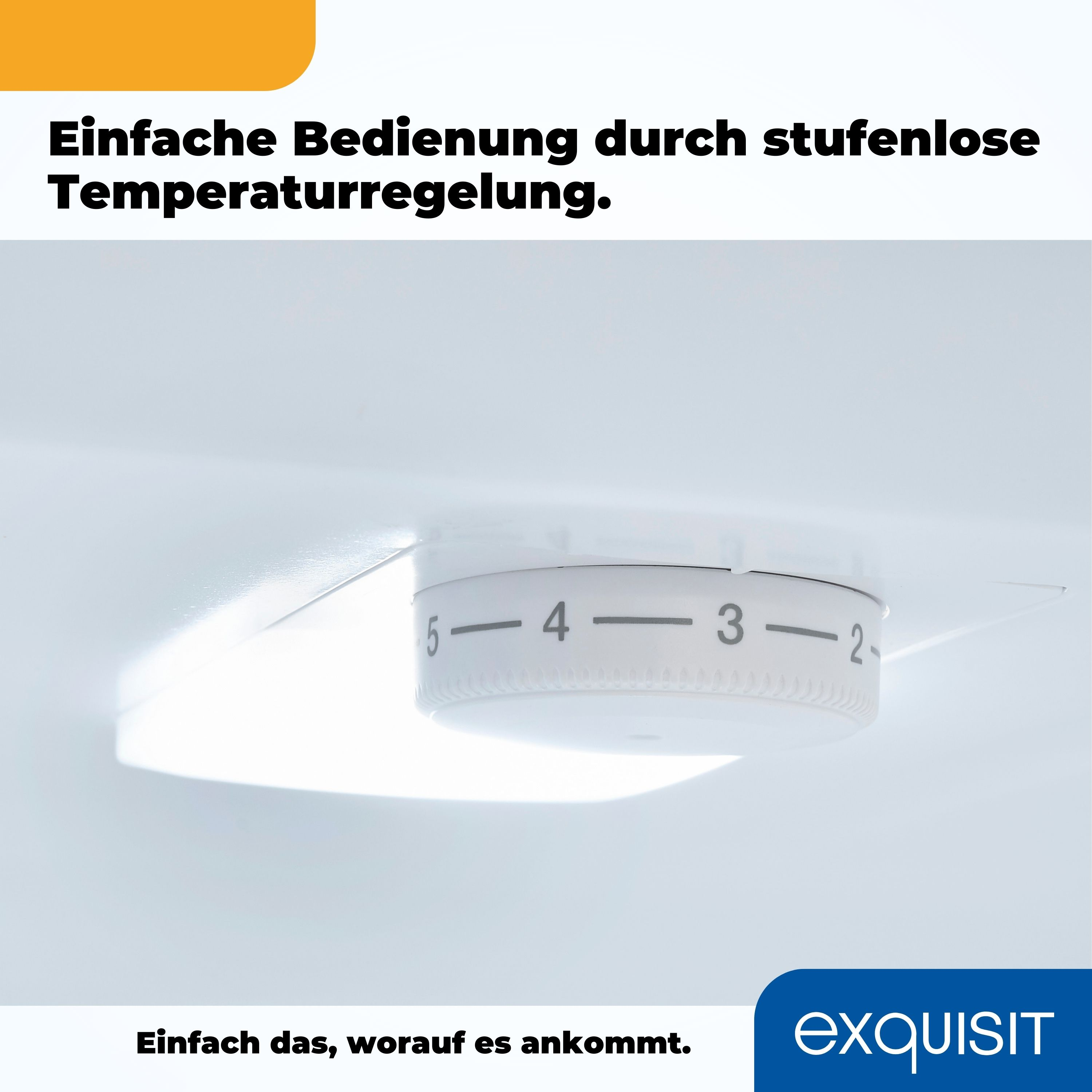Weißes Gerätebedienrad mit Zahlen und Text.