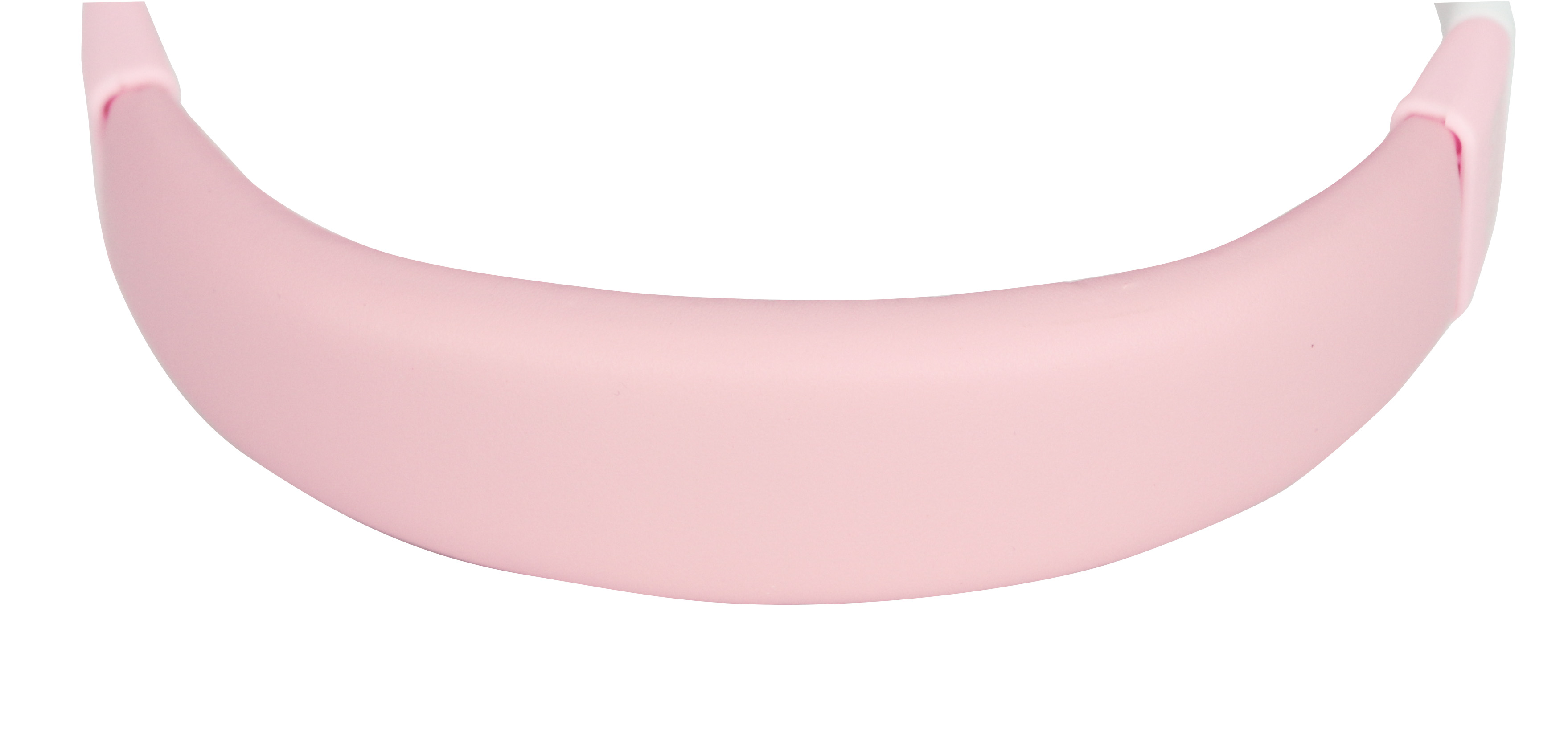 Close-up of a pink headband. The headband is smooth and curved.