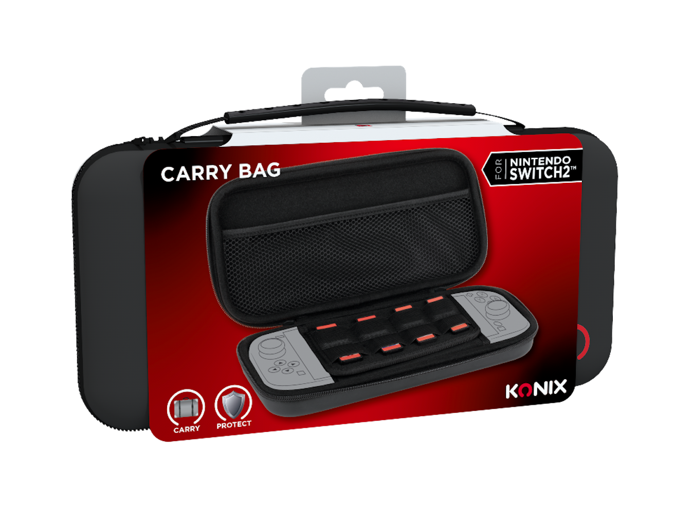 A black carrying case for a Nintendo Switch 2, showing the inside.