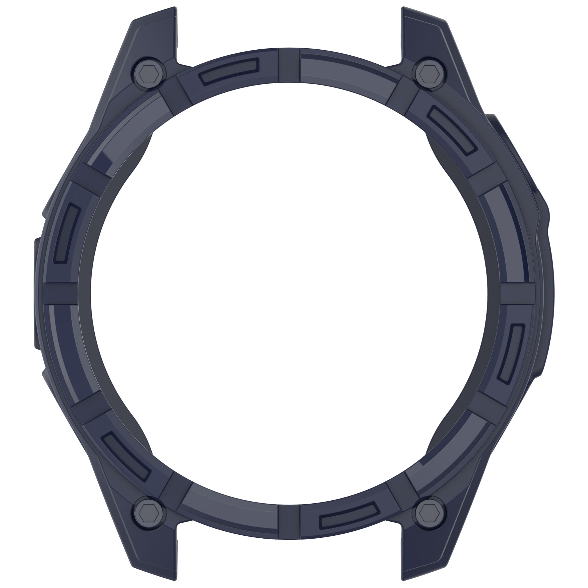 Lunetta blu navy. Viti esagonali. Design simile alle immagini precedenti. Spazio aperto per il quadrante.