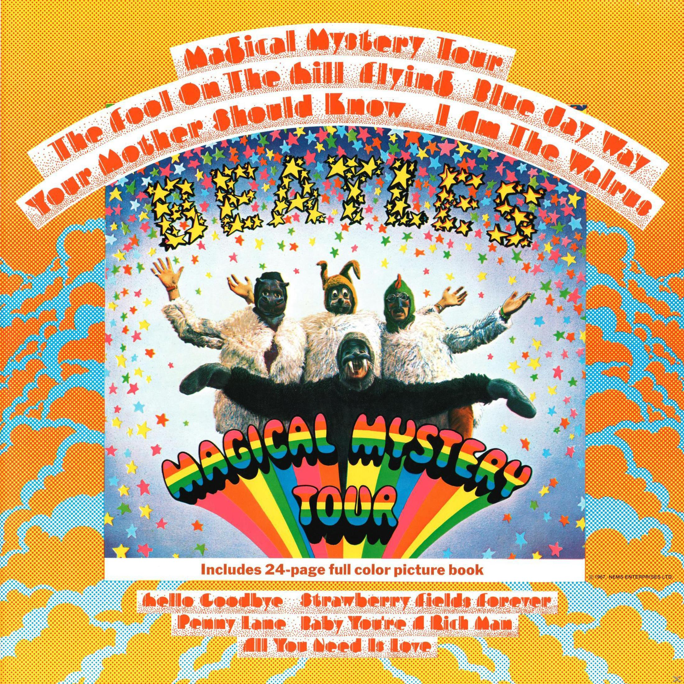 Copertina dell'album dei Beatles. Testo: Magical Mystery Tour.