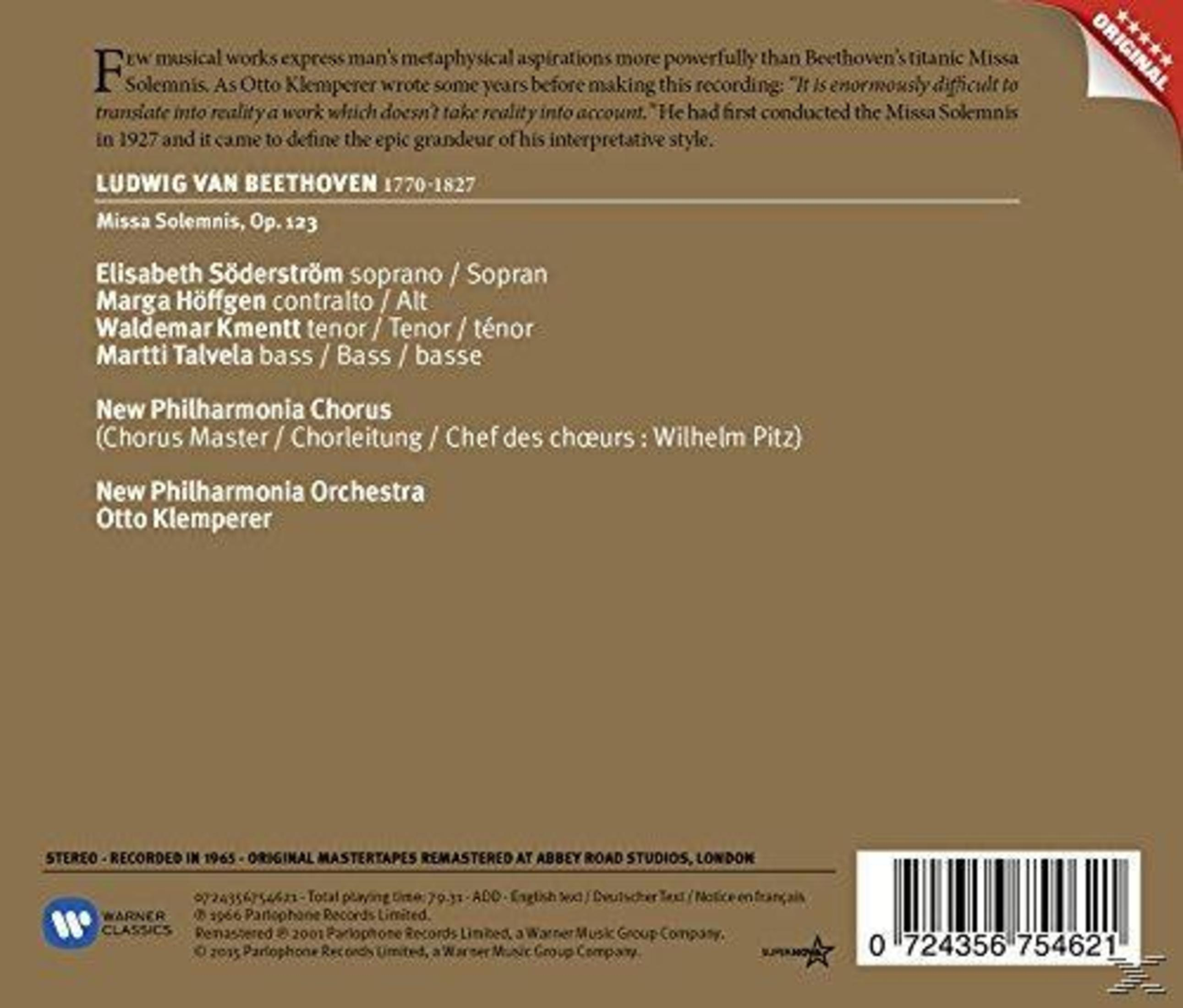 Tył albumu muzyki klasycznej z tekstem i napisami, białe tło.