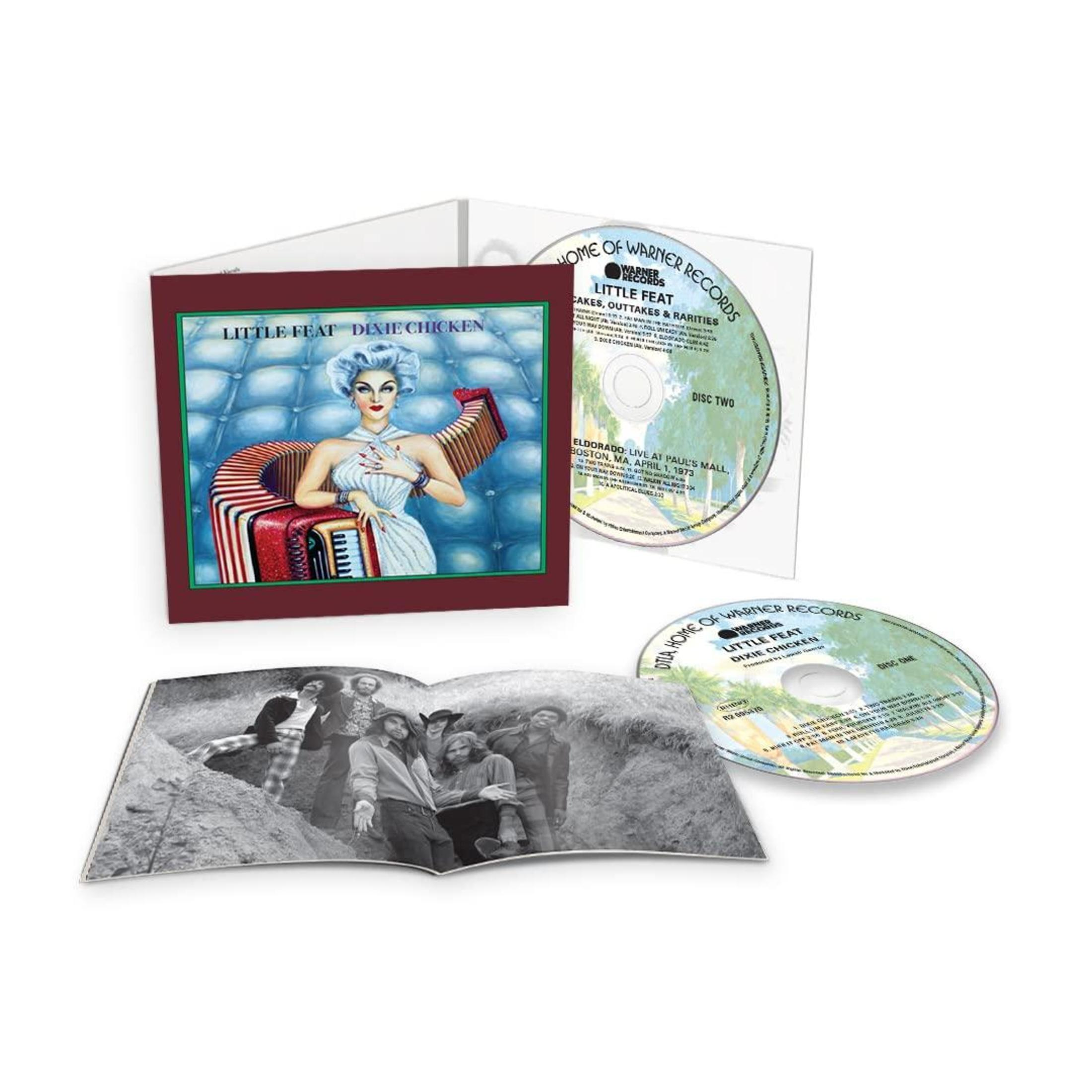 Copertina dell'album: album dei Little Feat con una donna che suona la fisarmonica, più una foto della band e CD.