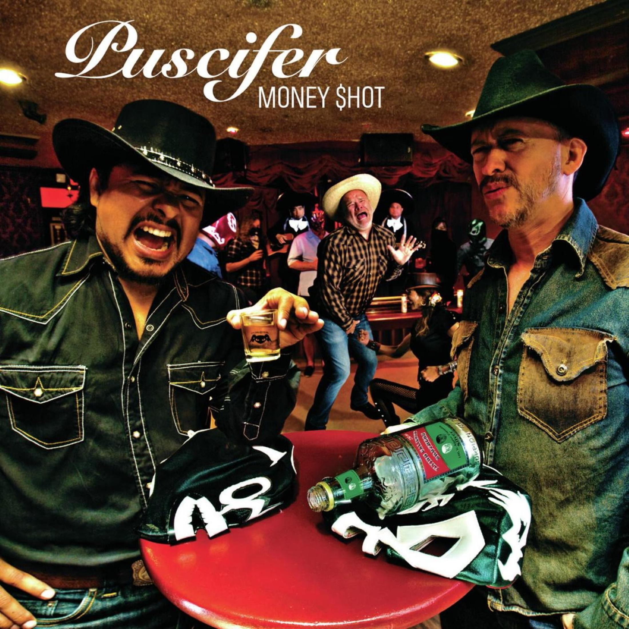 Copertina dell'album con due uomini con cappelli da cowboy. Uno urla e tiene un colpo, l'altro una bottiglia.