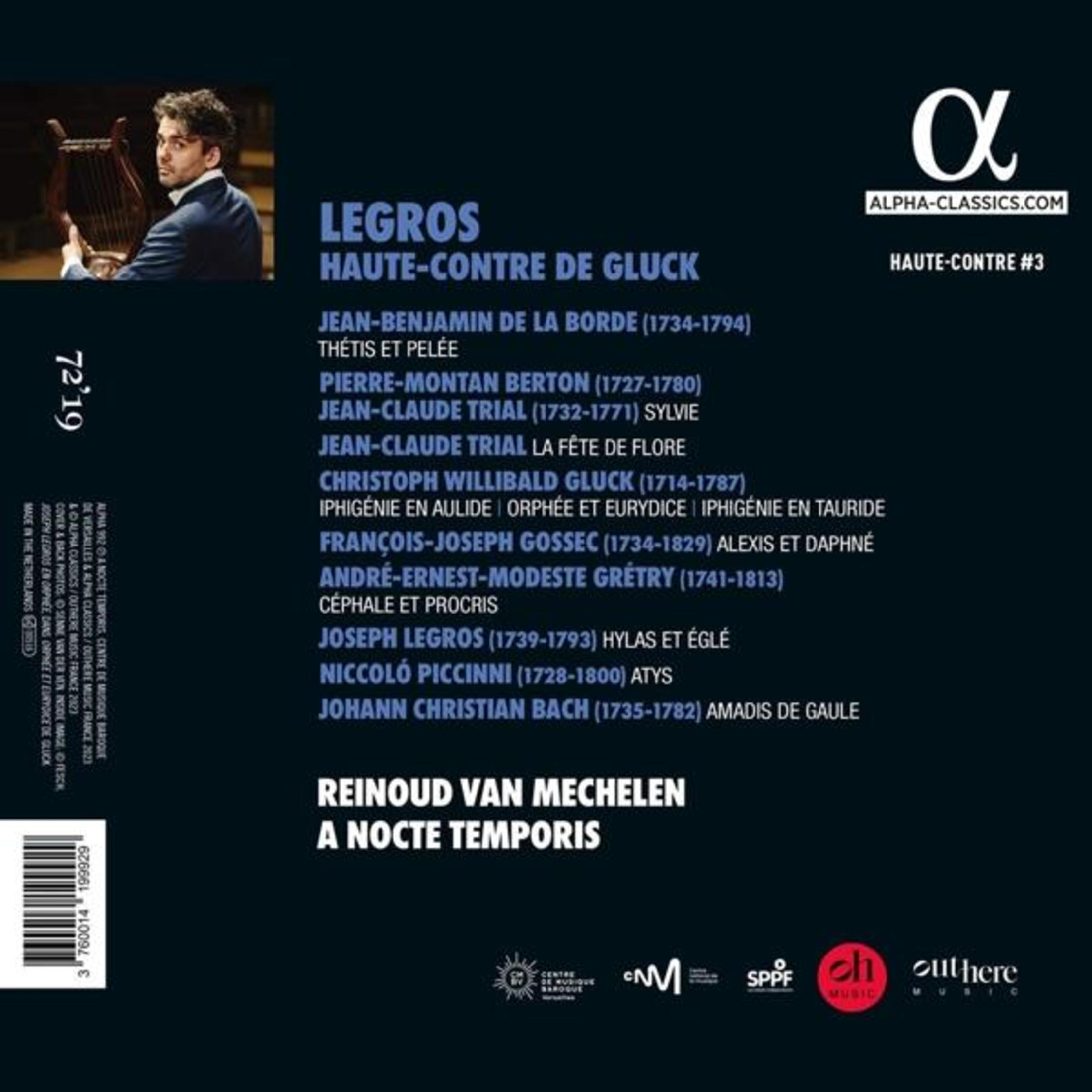 Copertina dell'album, un uomo che suona l'arpa. Il titolo è 'Legros'. Sfondo bianco con un logo.