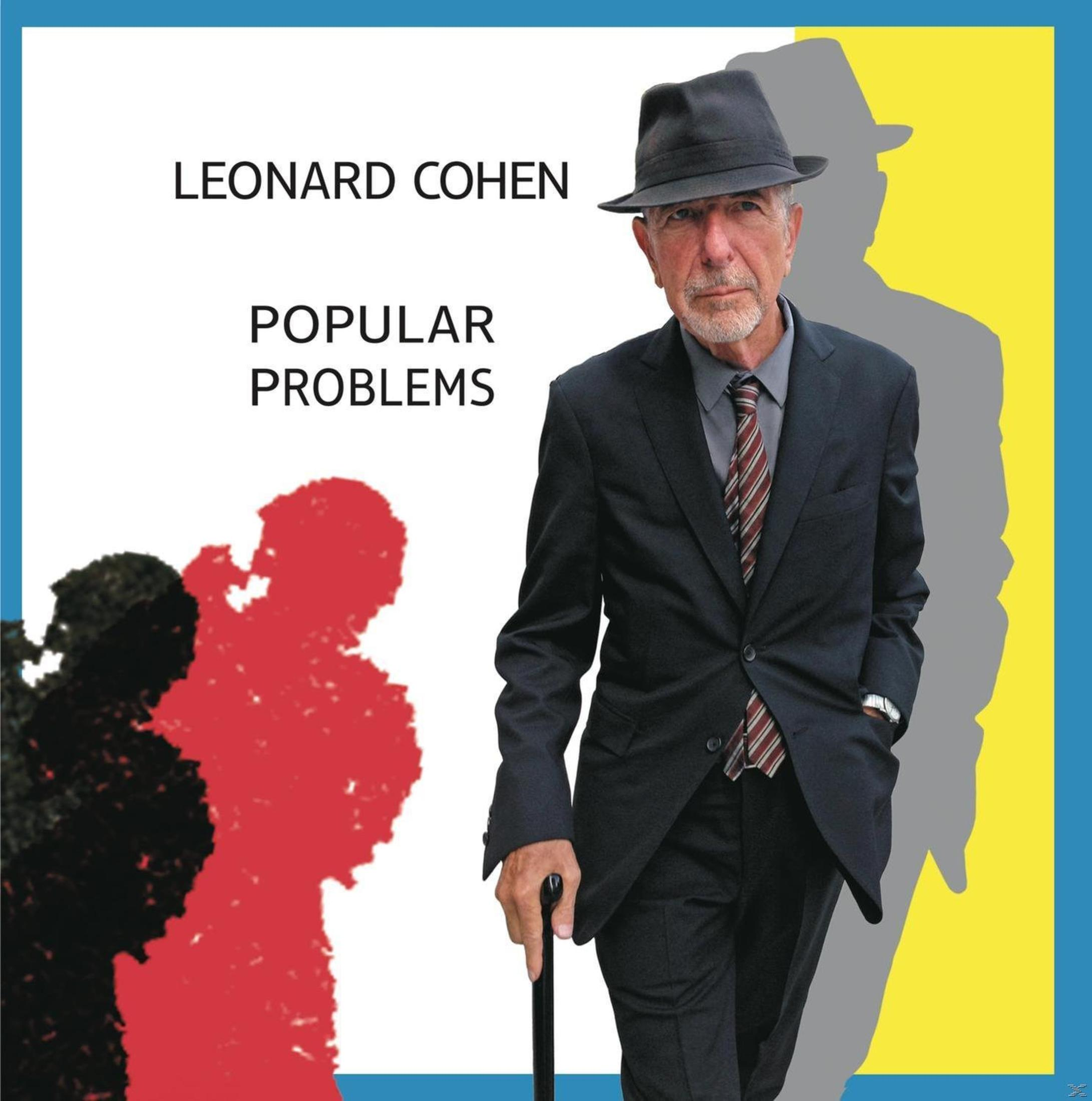 Copertina dell'album con Leonard Cohen in giacca e cravatta e il titolo: Popular Problems.