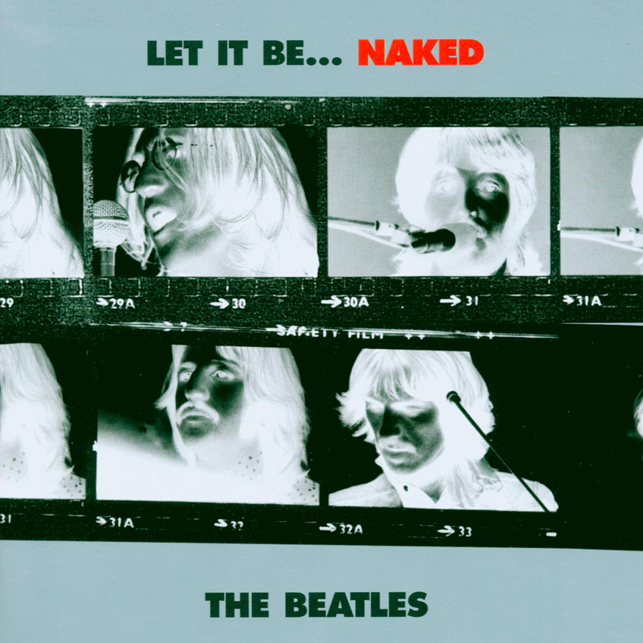 Copertina dell'album: più foto in bianco e nero dei Beatles con testo.