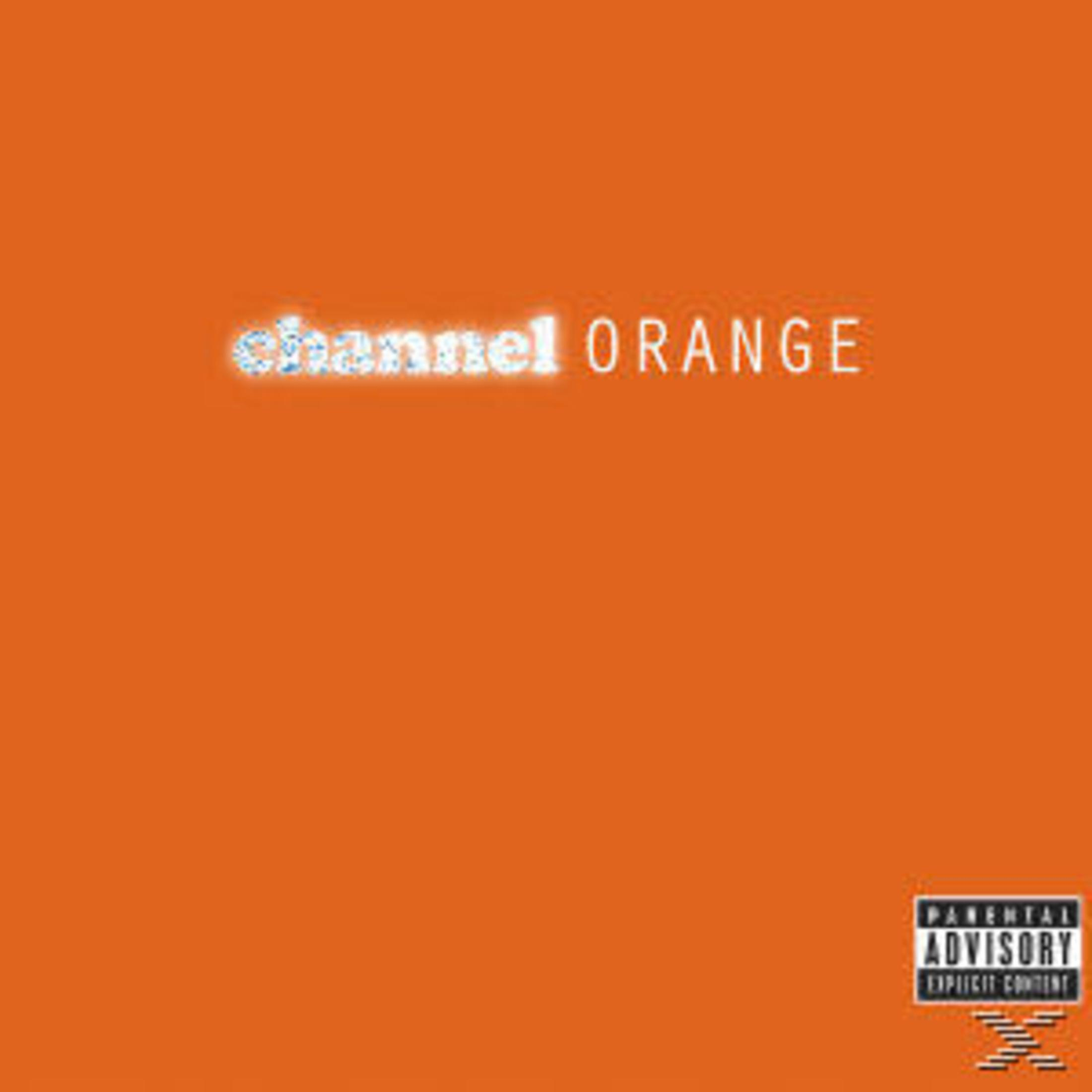 Albumhoes met de woorden "channel ORANGE" op een oranje achtergrond met een sticker voor ouderlijke begeleiding.