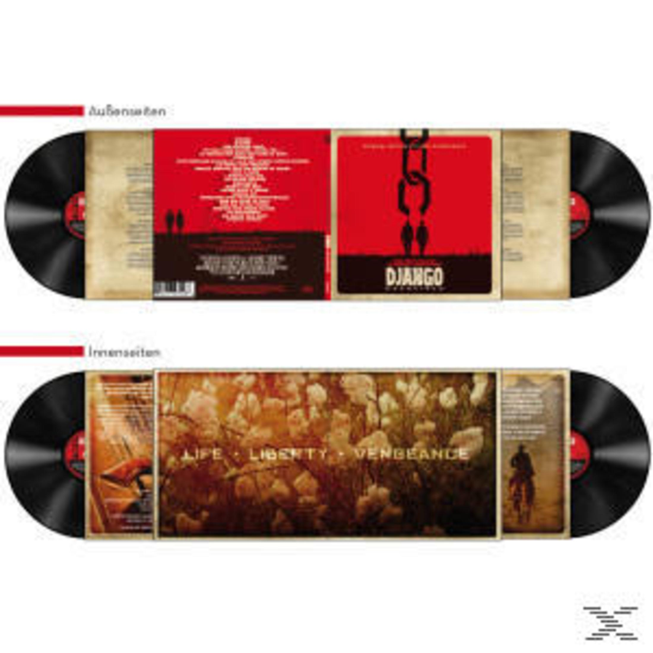 Copertina dell'album in stile gatefold con due dischi in vinile neri. Immagini rosse e bianche al centro.