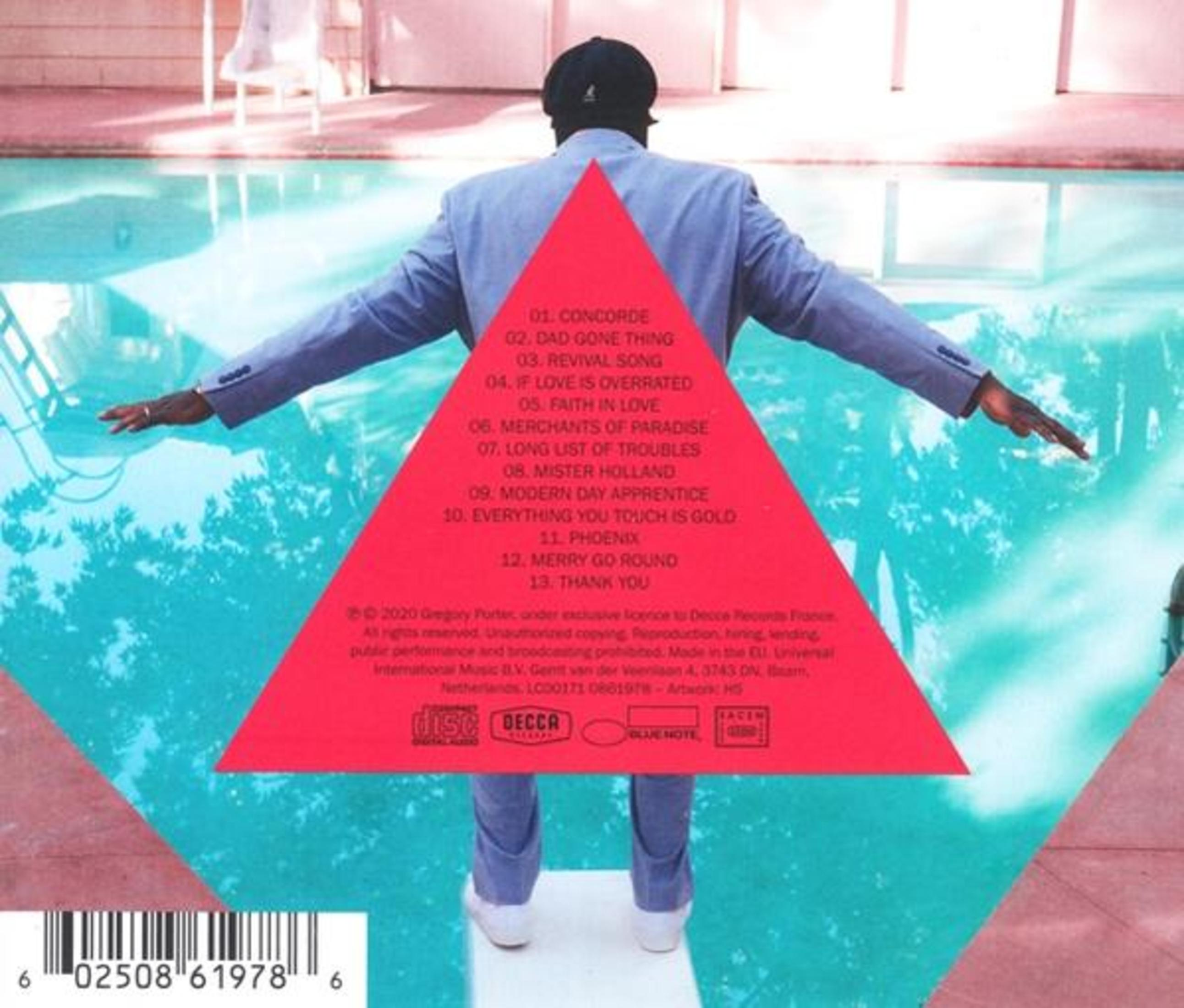 Retro copertina dell'album con tracklist e uomo in piedi su un trampolino, braccia tese, di fronte a una piscina.