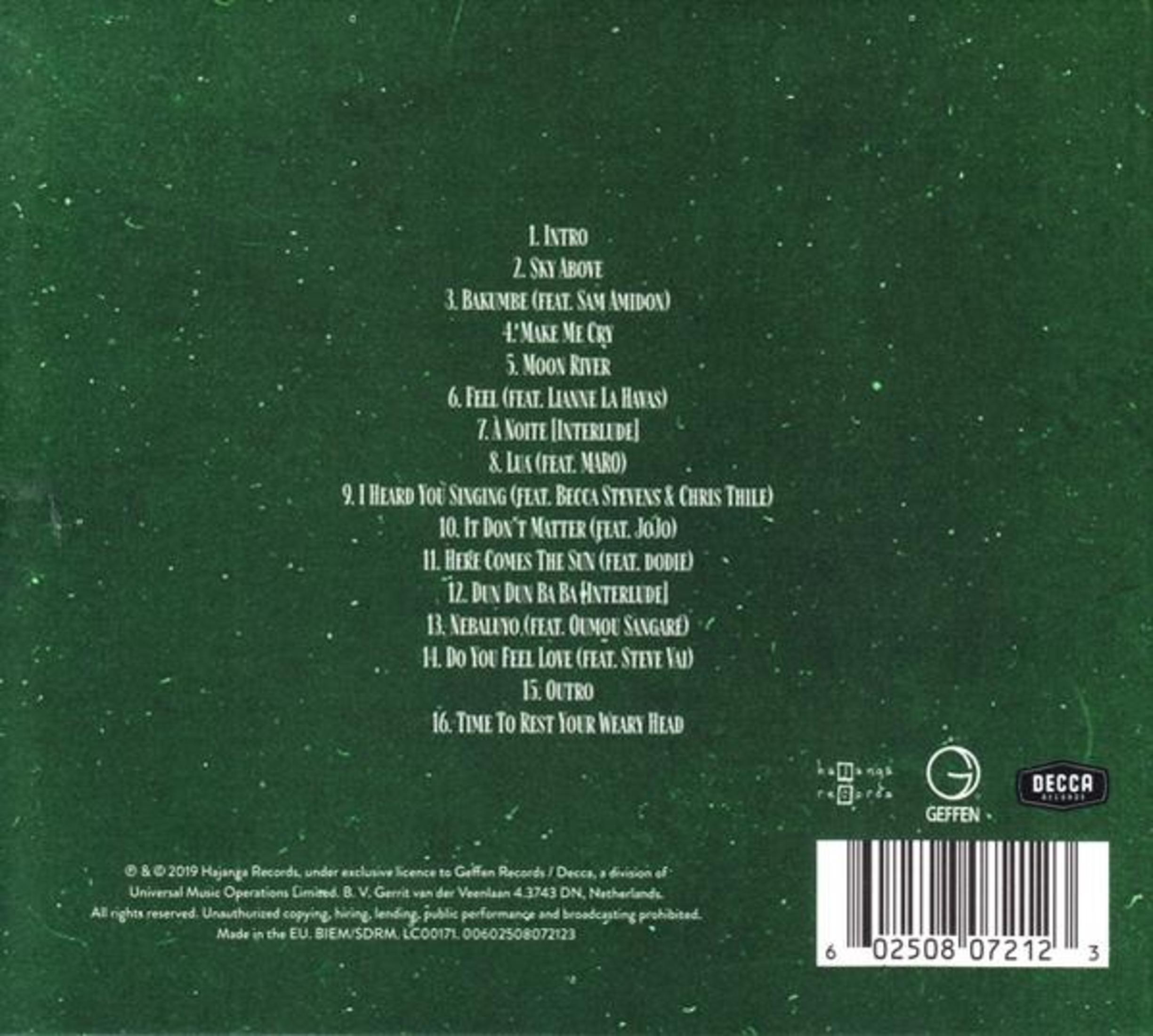 Retro CD con una tracklist, testo e loghi.