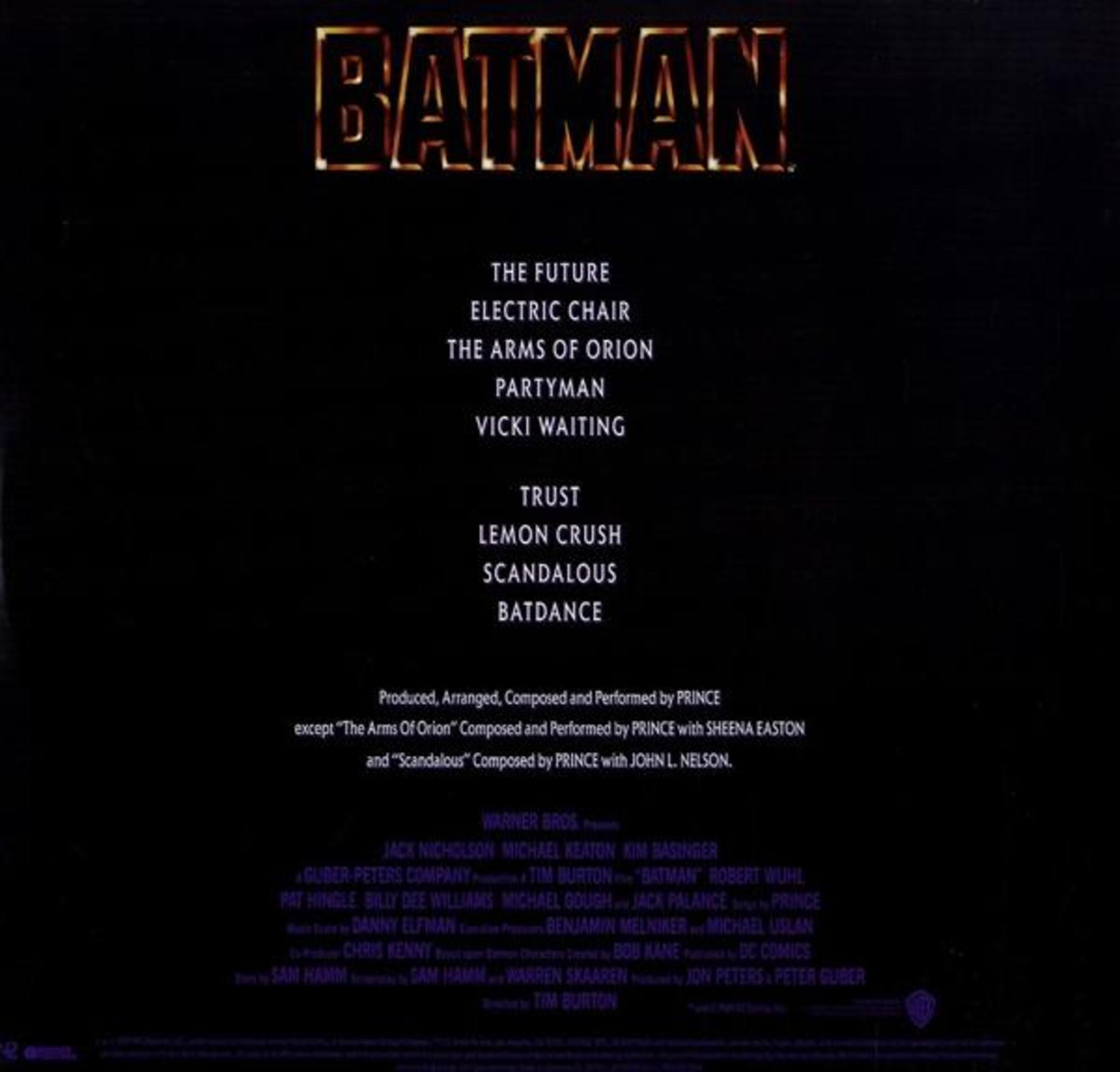 La copertina dell'album presenta la parola 'Batman' e un elenco di canzoni e crediti.