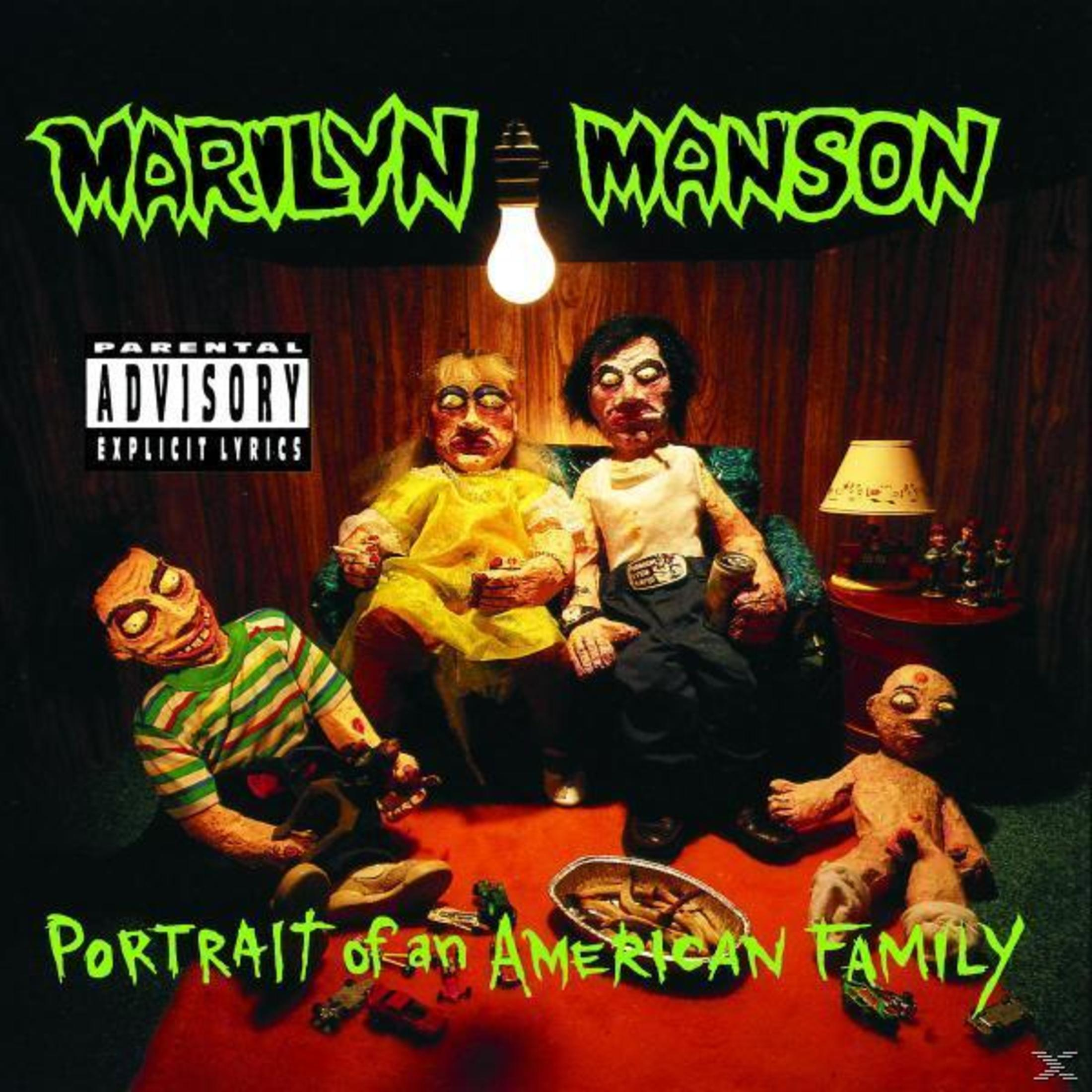 Okładka albumu: 'Portrait of an American Family' Marilyn Manson z marionetkami.