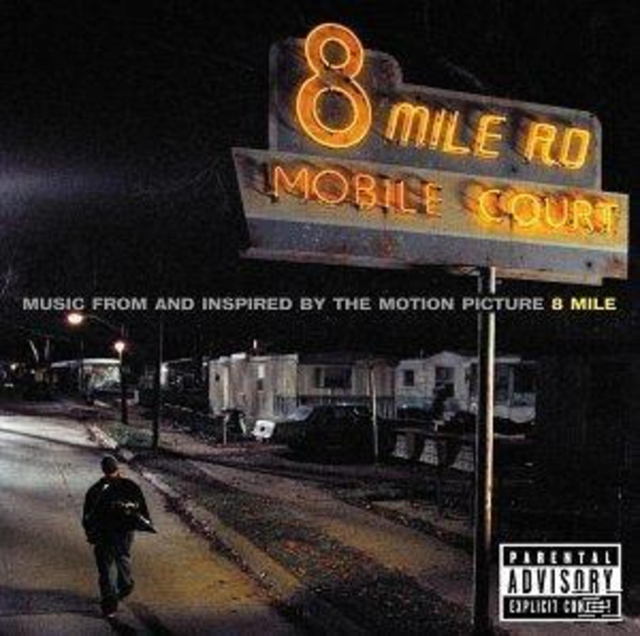 La copertina dell'album di '8 Mile'. Una scena di strada di notte. L'insegna dice '8 Mile Rd Mobile Court'.