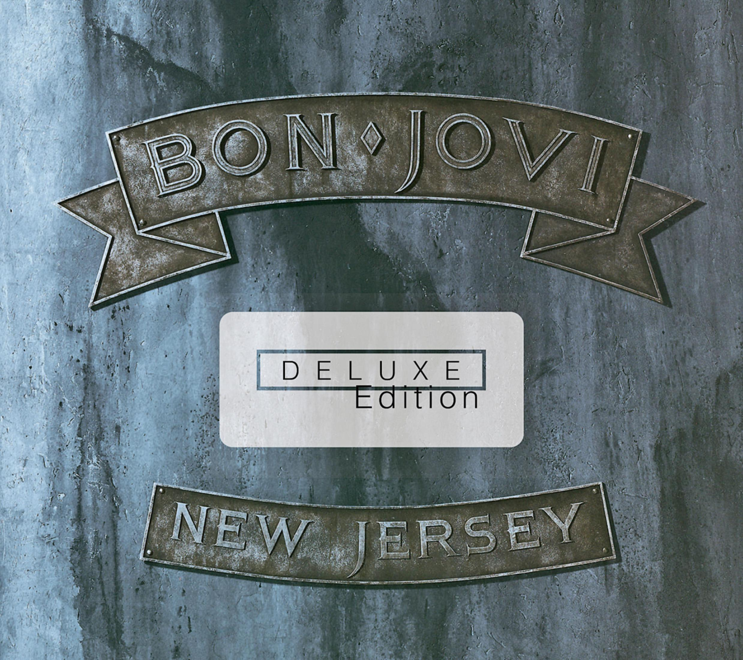 Copertina dell'album dei Bon Jovi con il nome della band e il testo 'DELUXE Edition' e 'NEW JERSEY'.