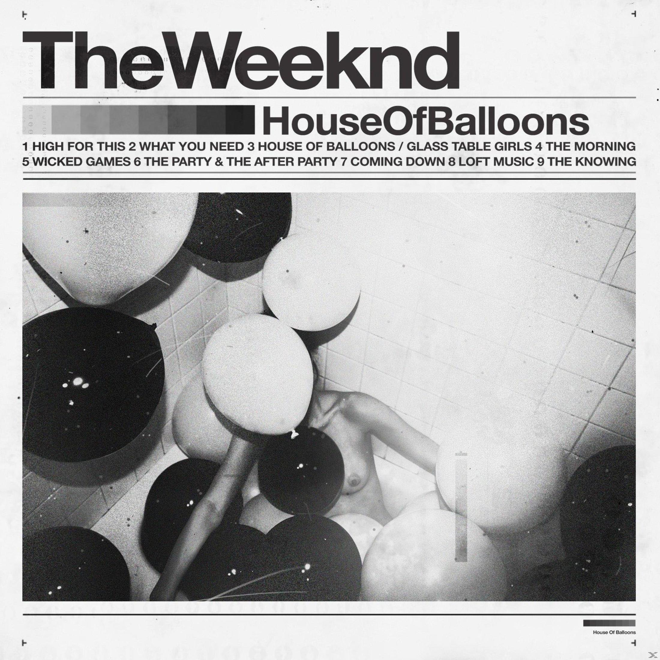 Copertina dell'album: Foto in bianco e nero. Testo: The Weeknd, House of Balloons.