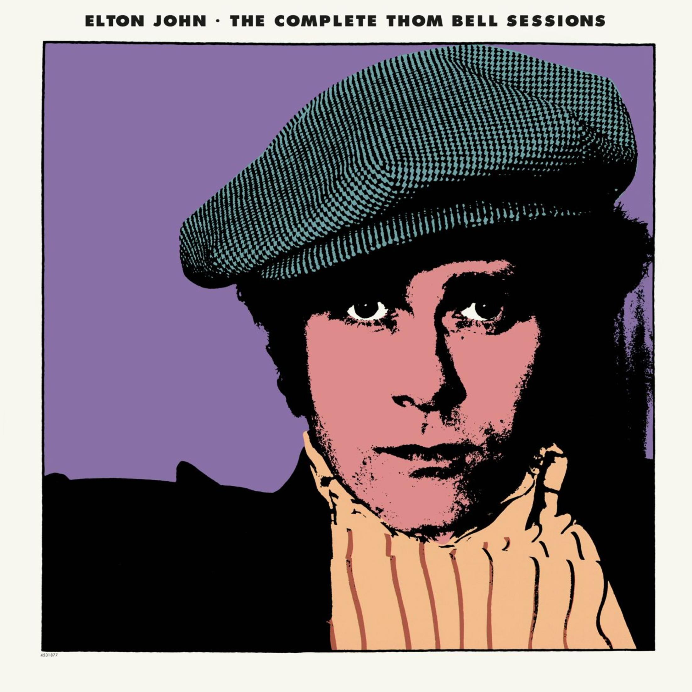 Copertina dell'album: volto di Elton John con cappello blu su sfondo viola, testo sopra.