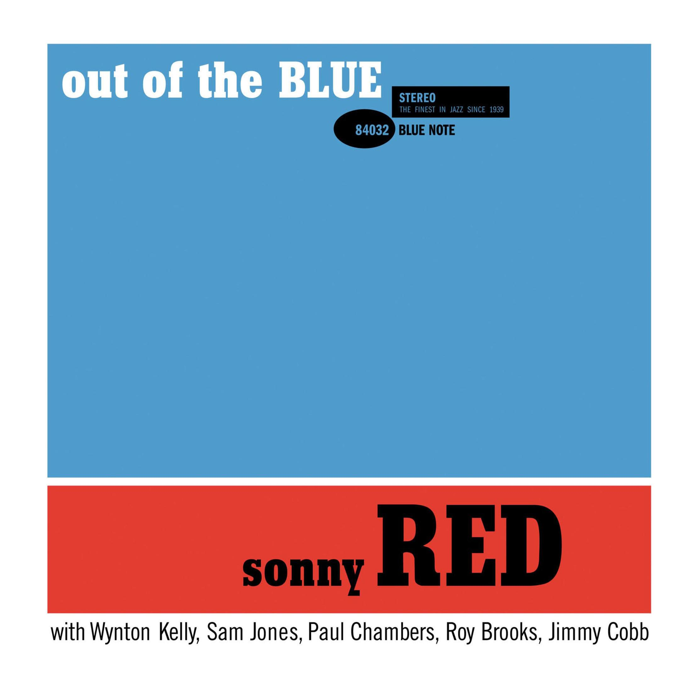 Copertina dell'album: Sonny Red, Out of the Blue. Blocchi blu e rossi con artista e titolo dell'album.