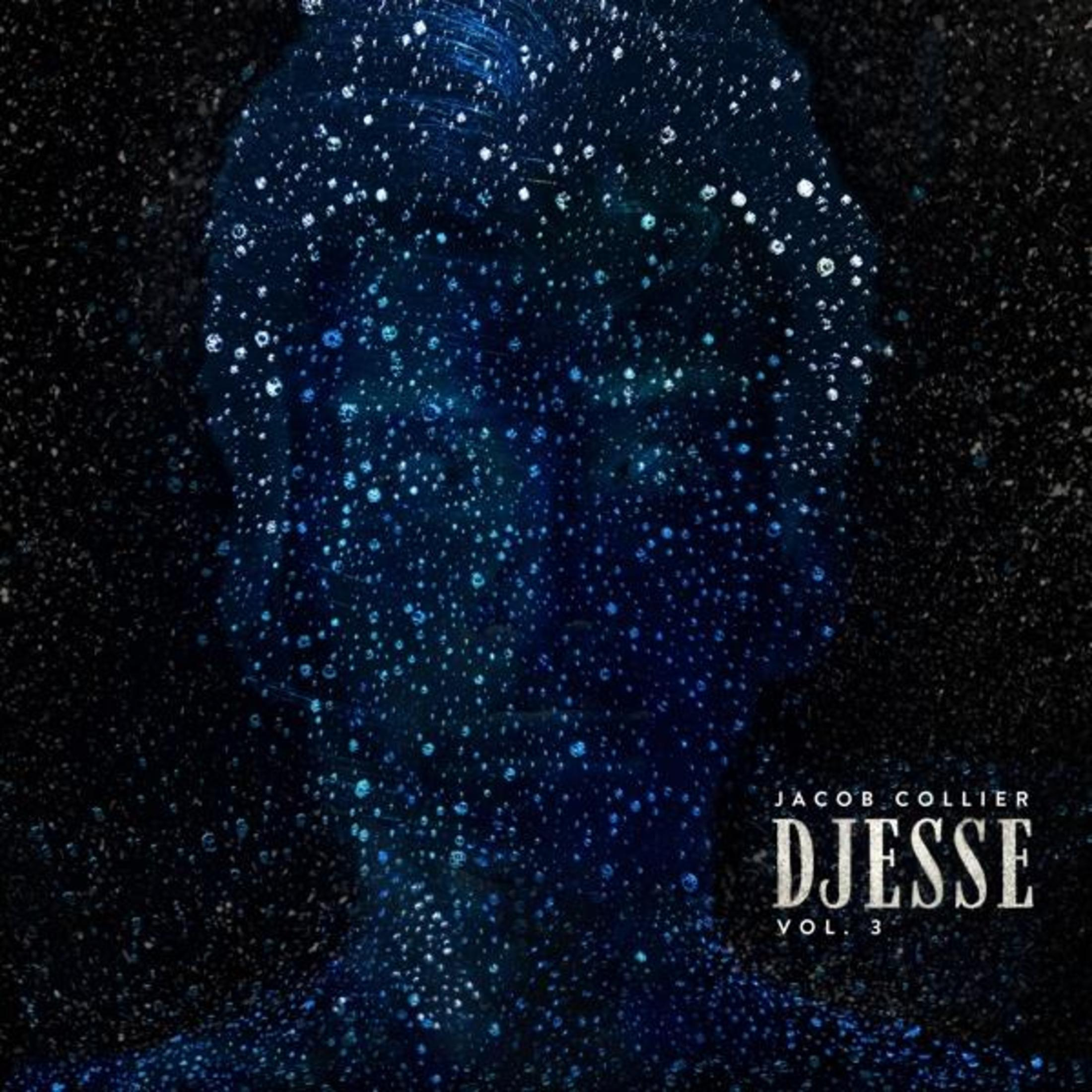 Volto astratto di punti blu su sfondo scuro, copertina dell'album.