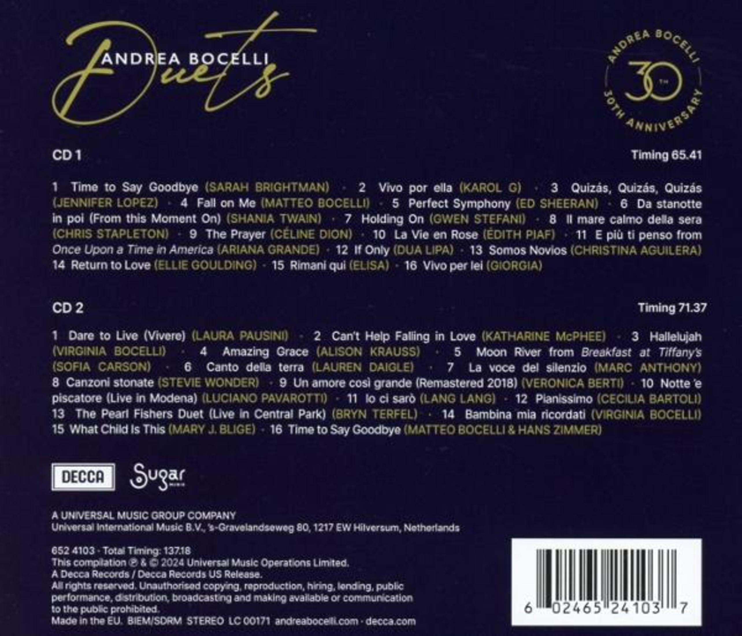 Portada del álbum con lista de canciones. Nombre del artista y título del álbum en la parte superior. Fondo blanco.