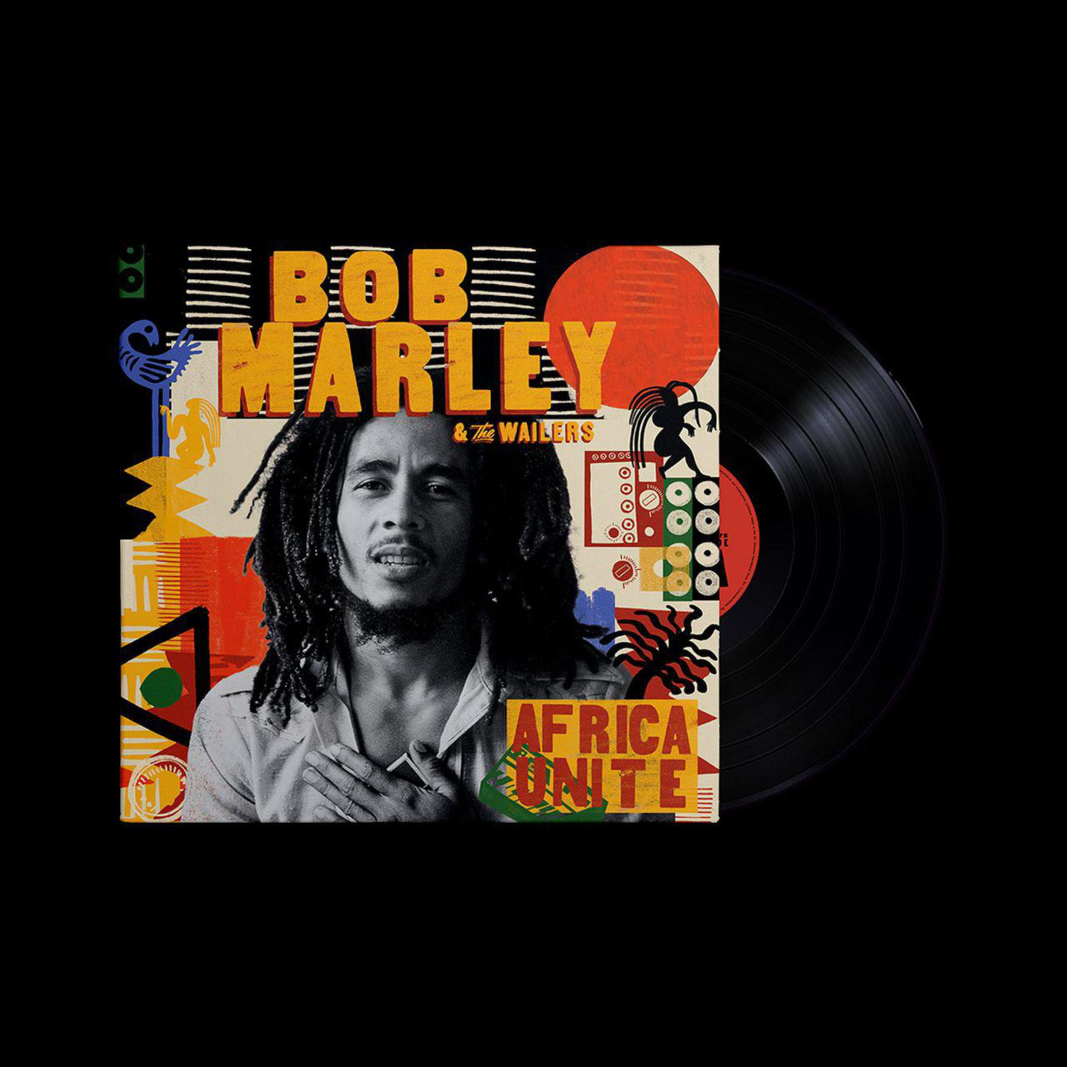 Portada del álbum Bob Marley & The Wailers, imagen de Bob Marley, diseño colorido, disco a la derecha.
