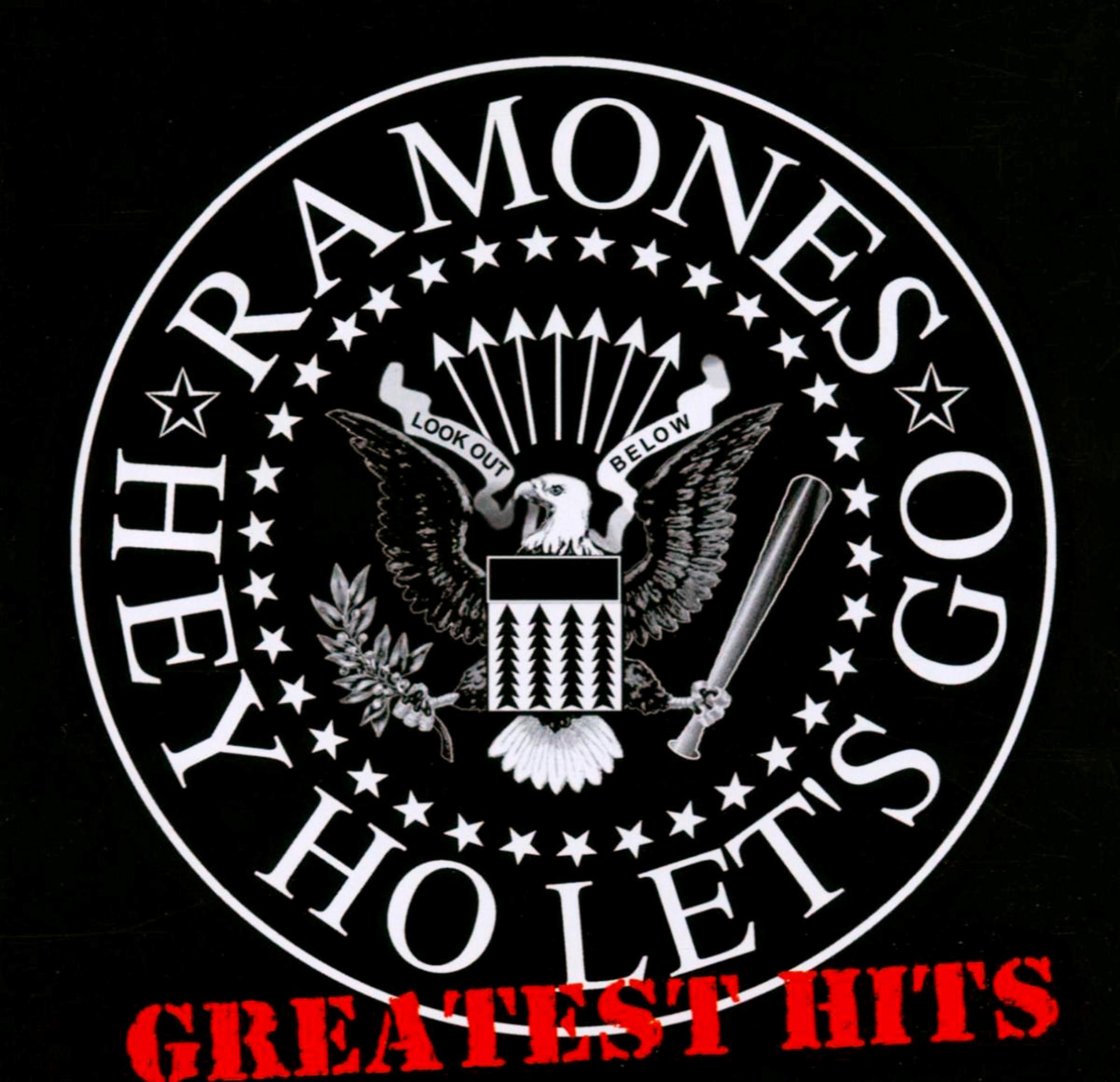 Copertina dell'album dei Ramones con un design circolare. Testo bianco su sfondo nero. Aquila e stelle.