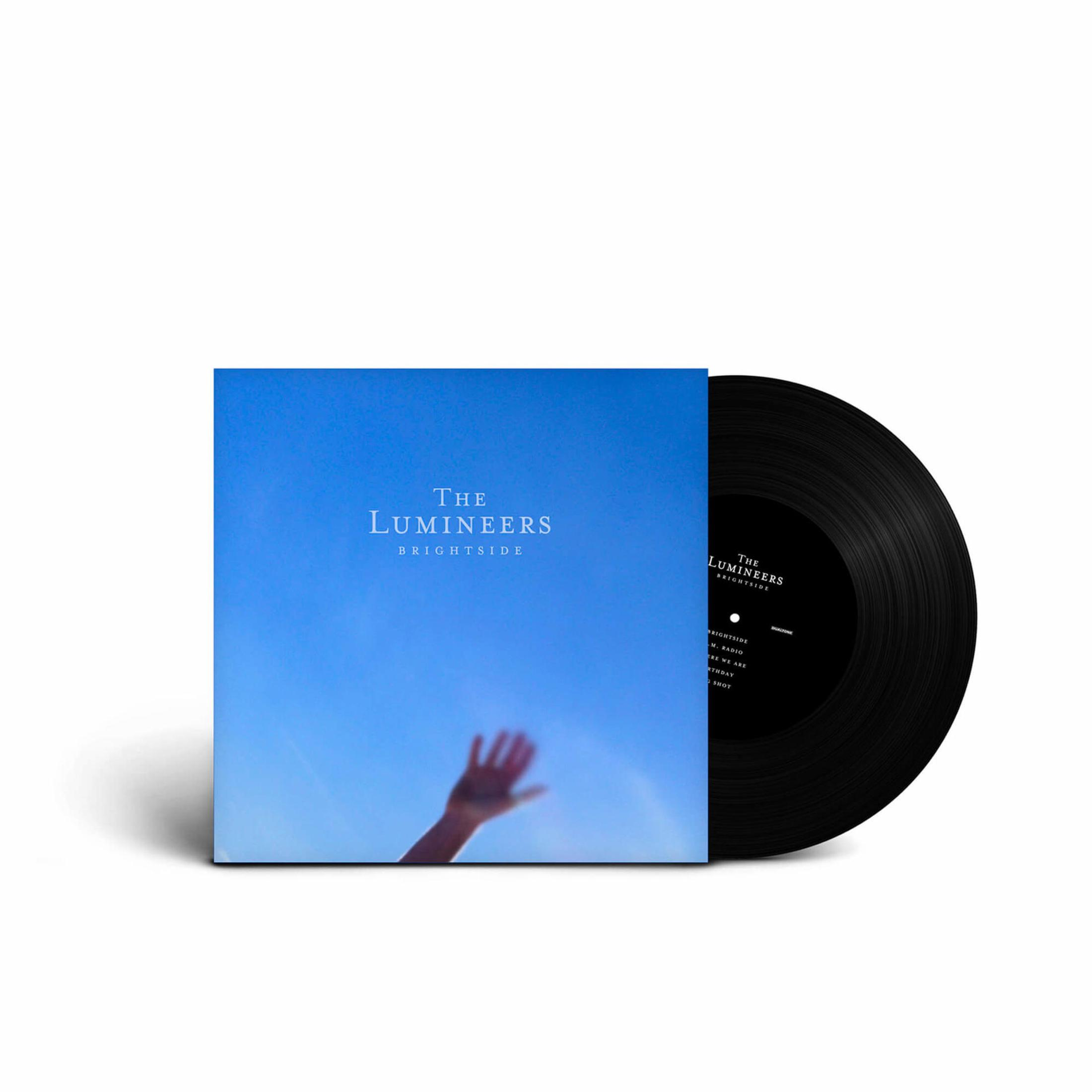 Copertina dell'album di The Lumineers, con un cielo blu e una mano che lo raggiunge.