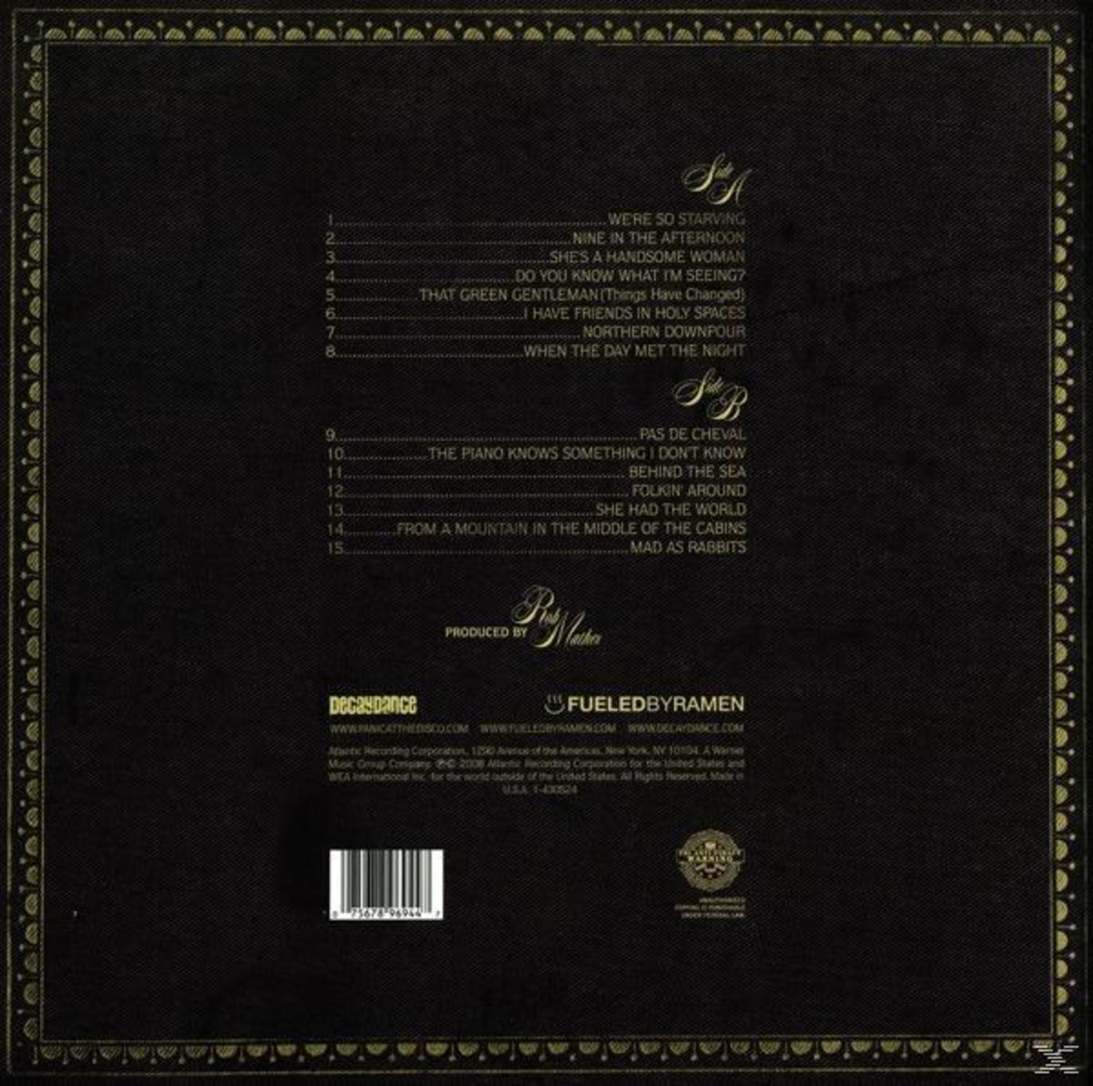 Copertina dell'album con tracklist, bordo oro e nero.
