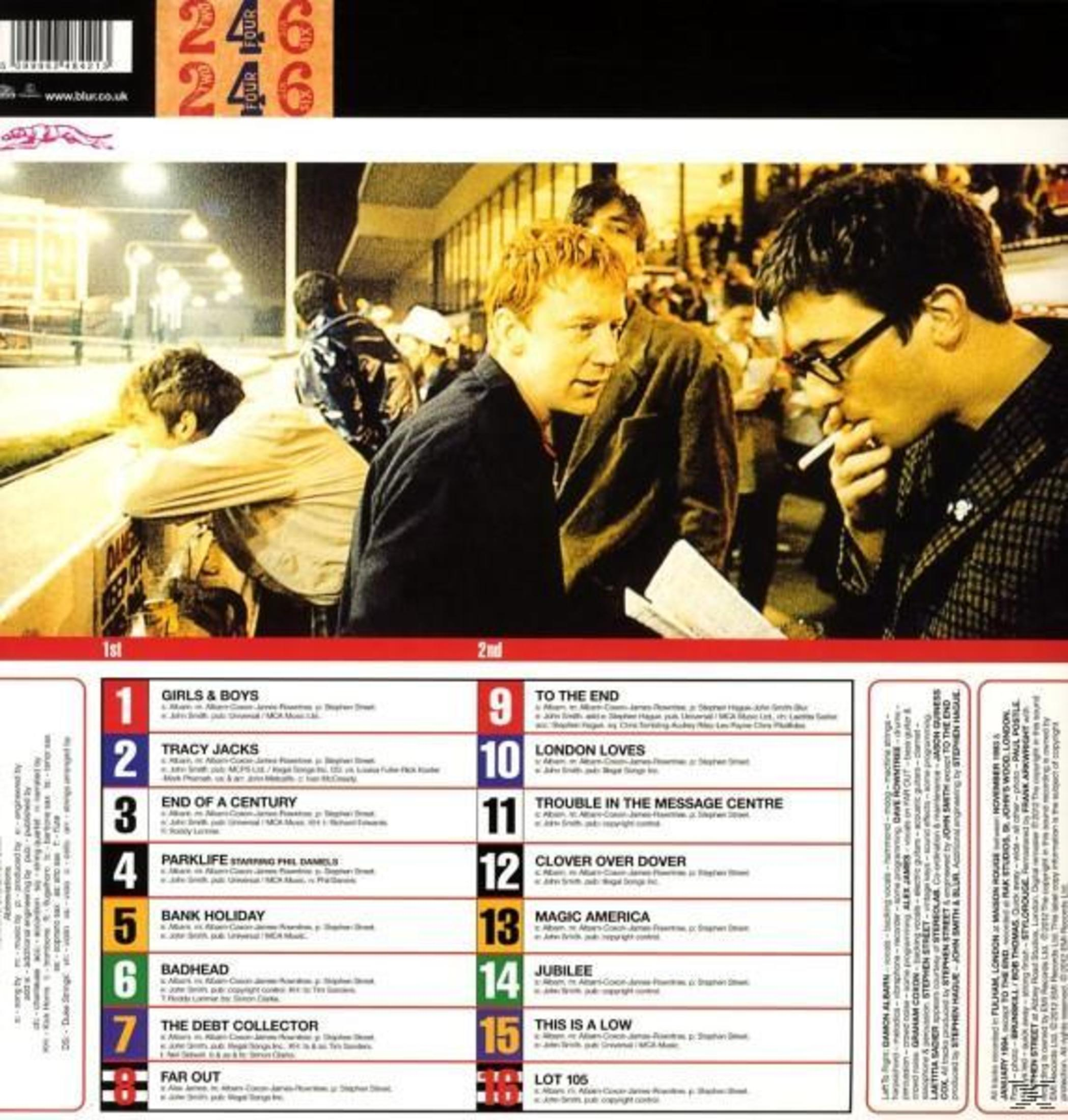 Copertina dell'album: Blur, tracklist, persone a un ippodromo.
