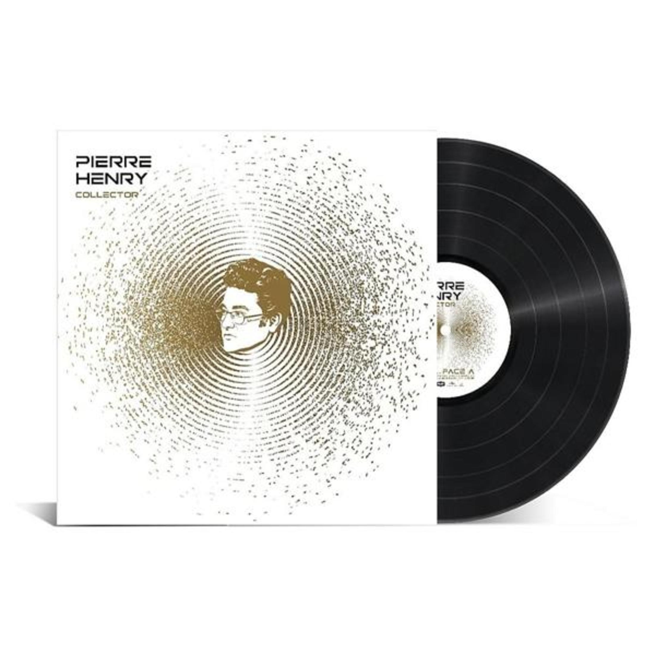 Copertina dell'album: Vinile con design dorato e profilo di un uomo, etichettato 'Pierre Henry'.