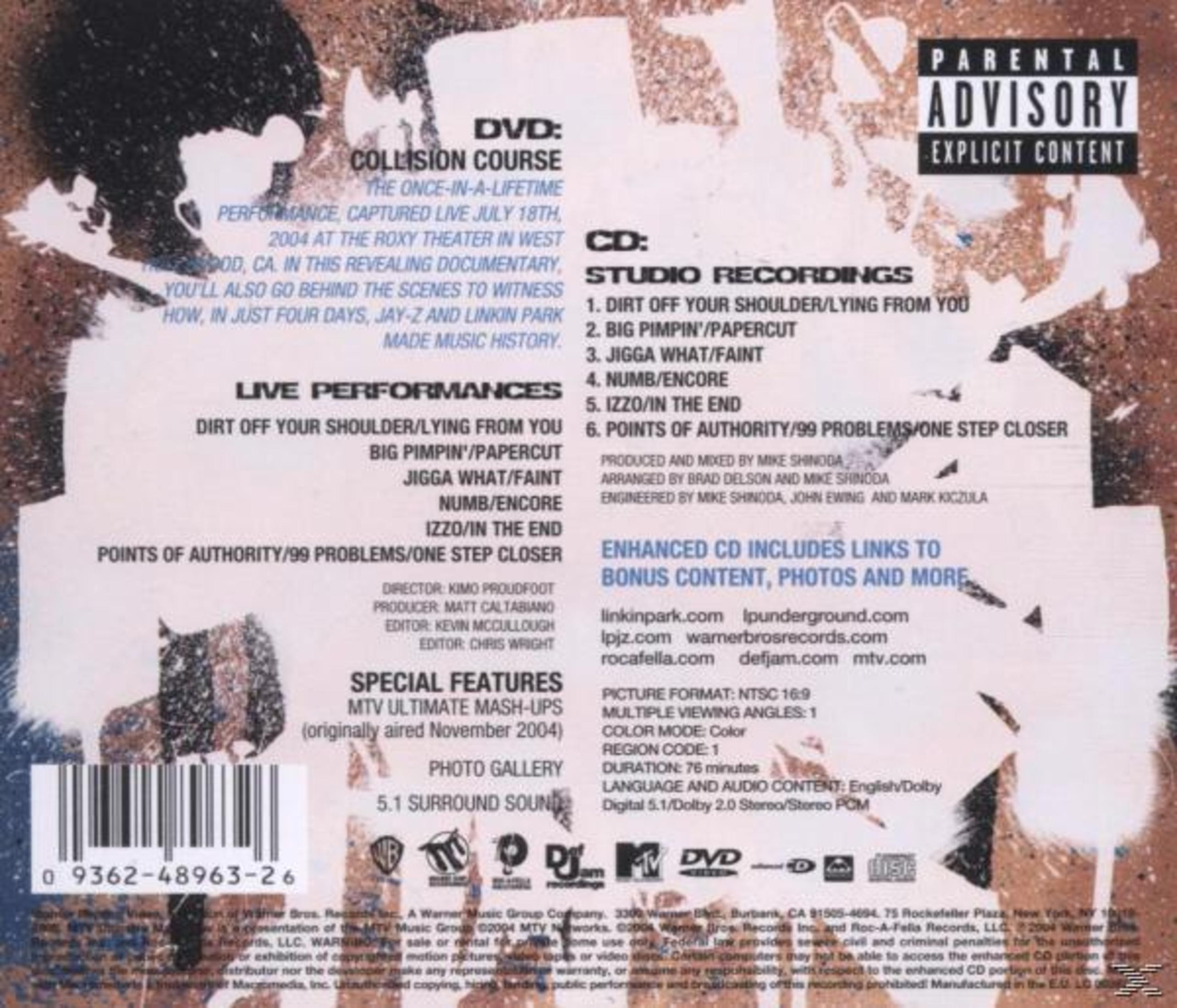 Copertina dell'album: Informazioni DVD/CD, testo e loghi con un avviso per i genitori.