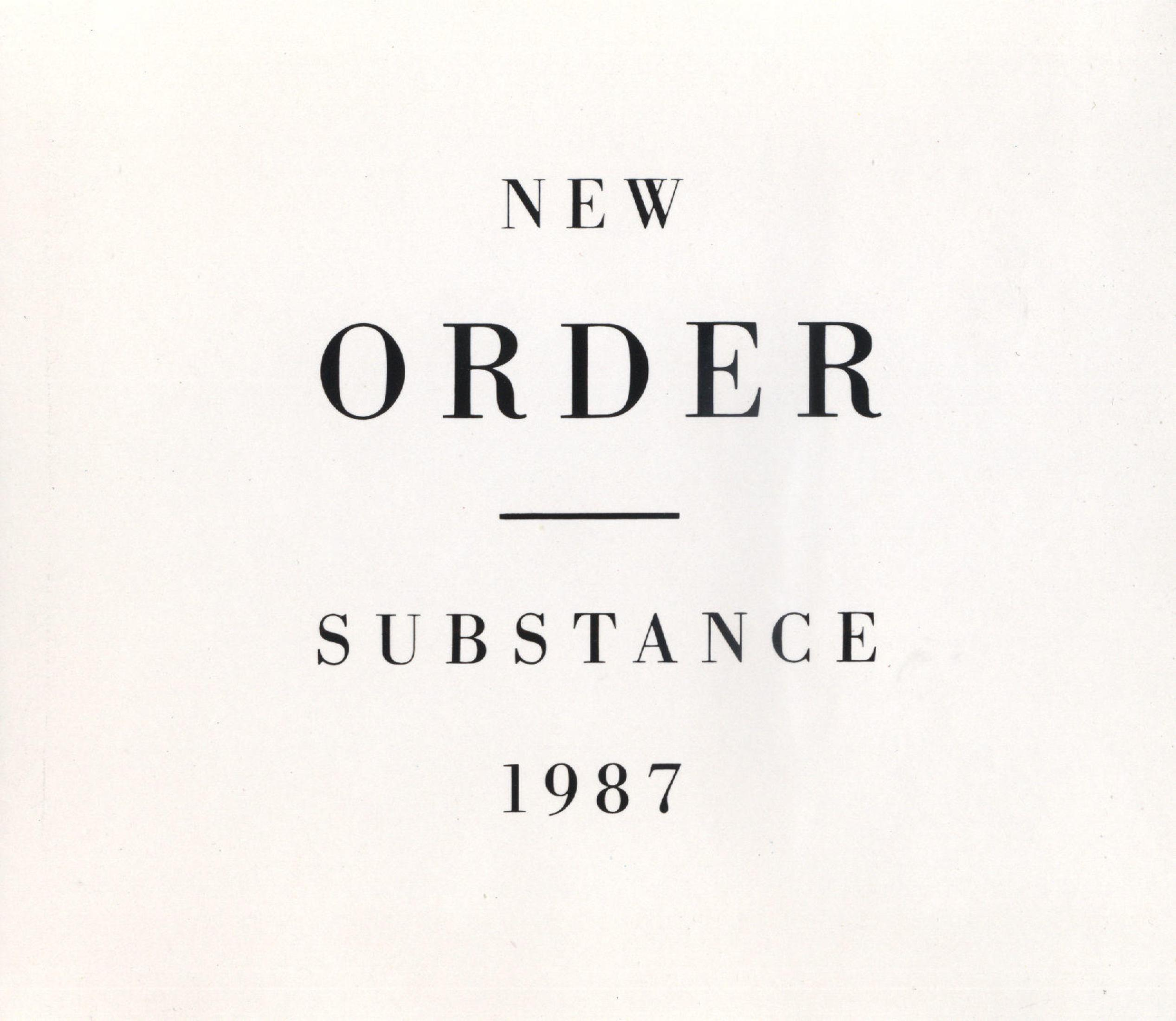 Copertina dell'album New Order: testo nero su sfondo bianco, nome della band e titolo dell'album, 1987 in basso.