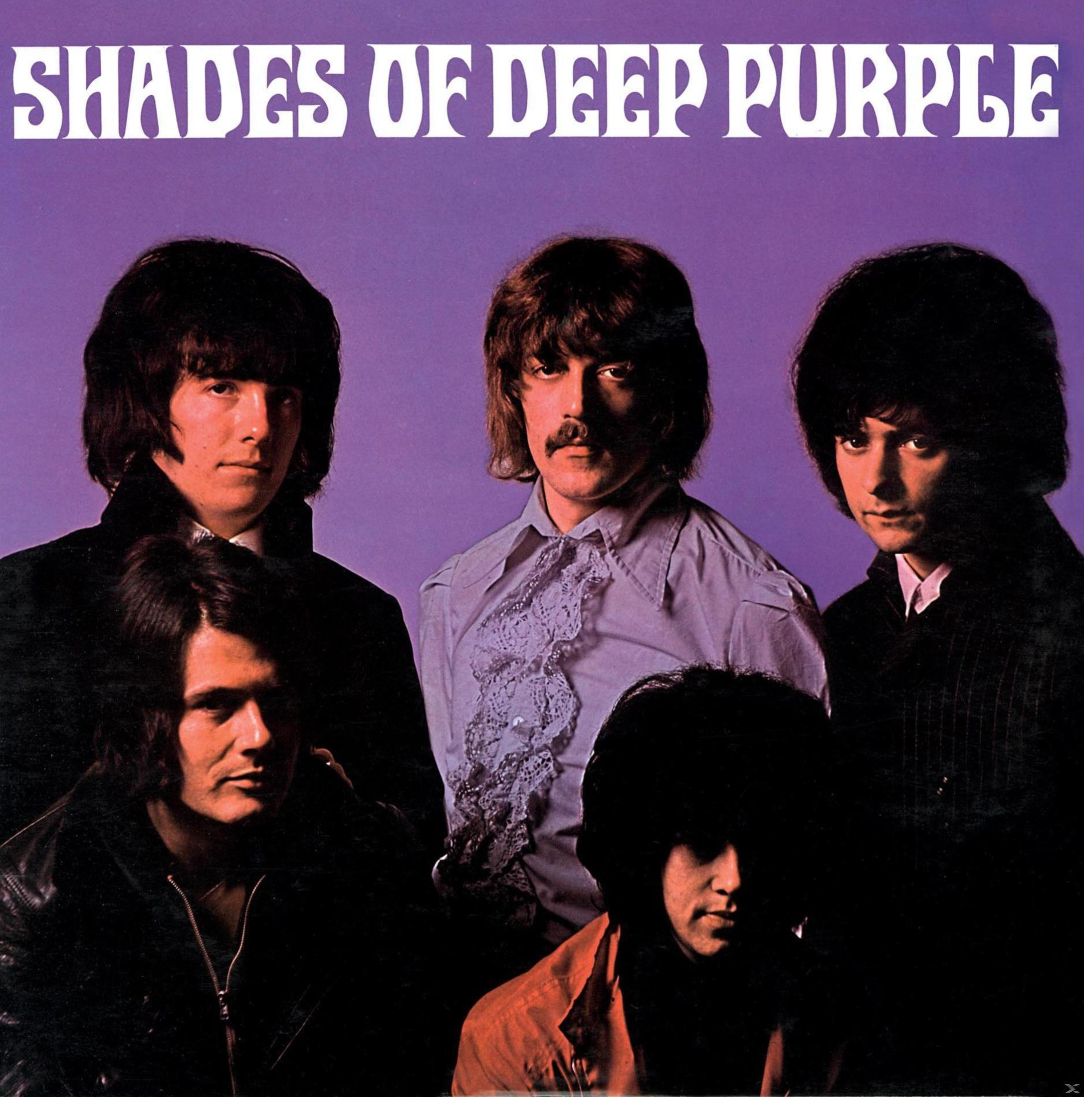 Copertina dell'album 'Shades of Deep Purple' dei Deep Purple. Cinque uomini in abito su sfondo viola.