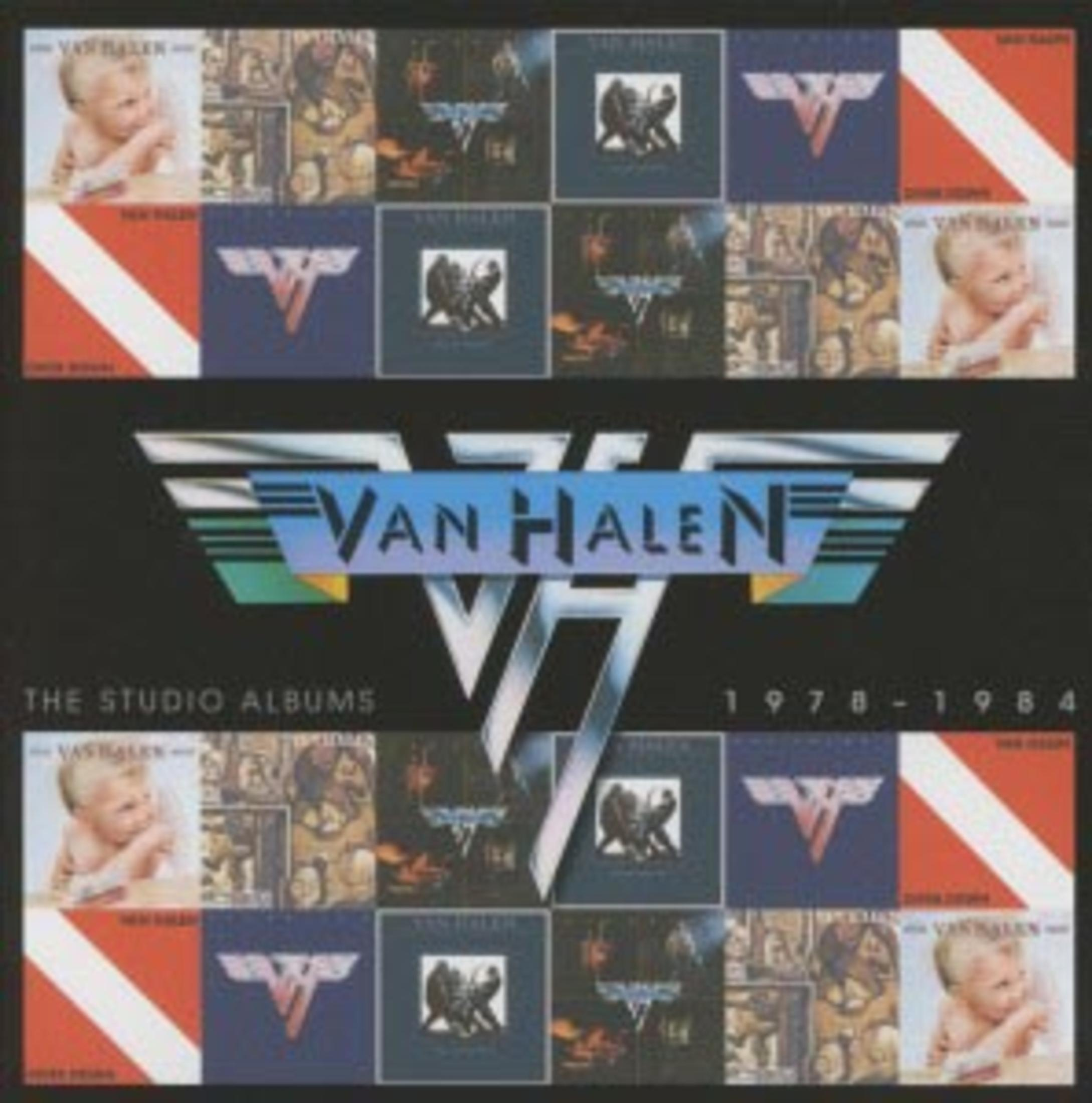 Collage della copertina dell'album con il logo Van Halen e le copertine degli album. Scritto 'The Studio Albums 1978-1984'.