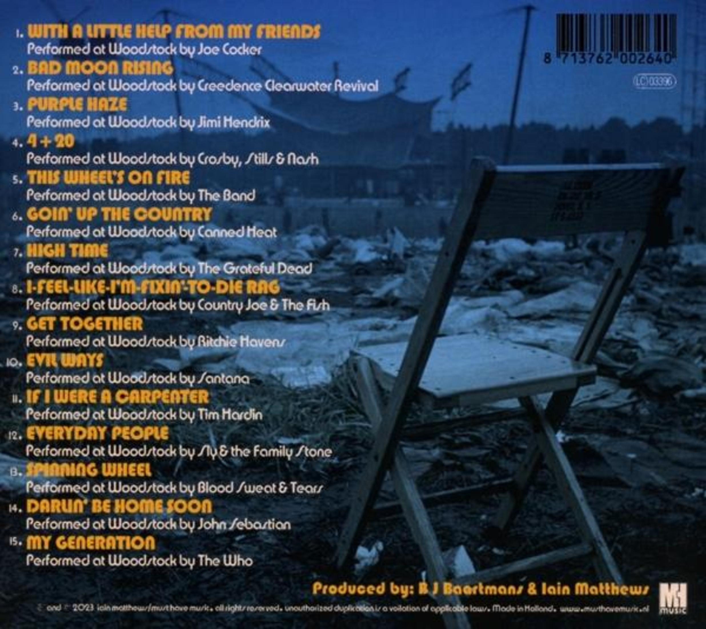 Retro di un cofanetto CD con elenchi di canzoni. L'artista è vario, con una sedia di legno sullo sfondo.