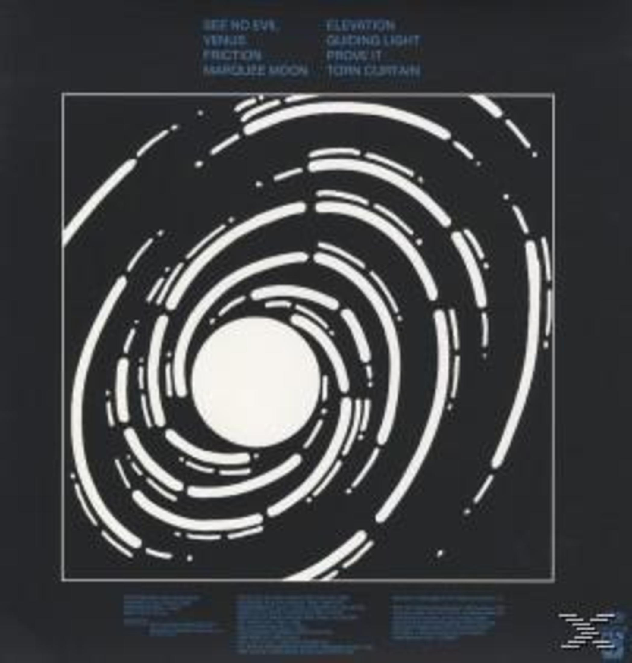 Retro copertina dell'album con un design in bianco e nero di una galassia a spirale.