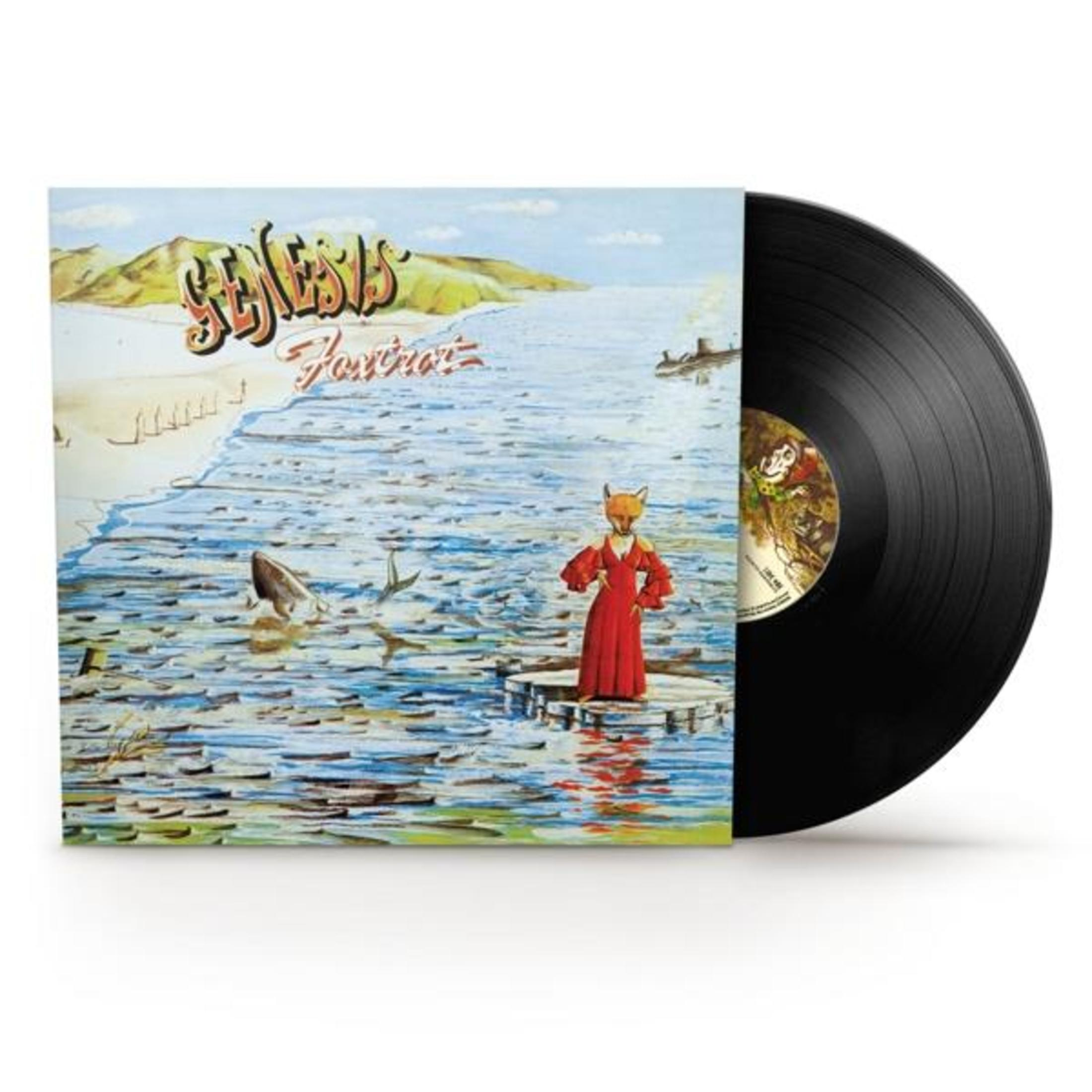 Copertina dell'album. Una persona con la testa di volpe in un vestito rosso in piedi sull'acqua vicino a un disco in vinile nero.