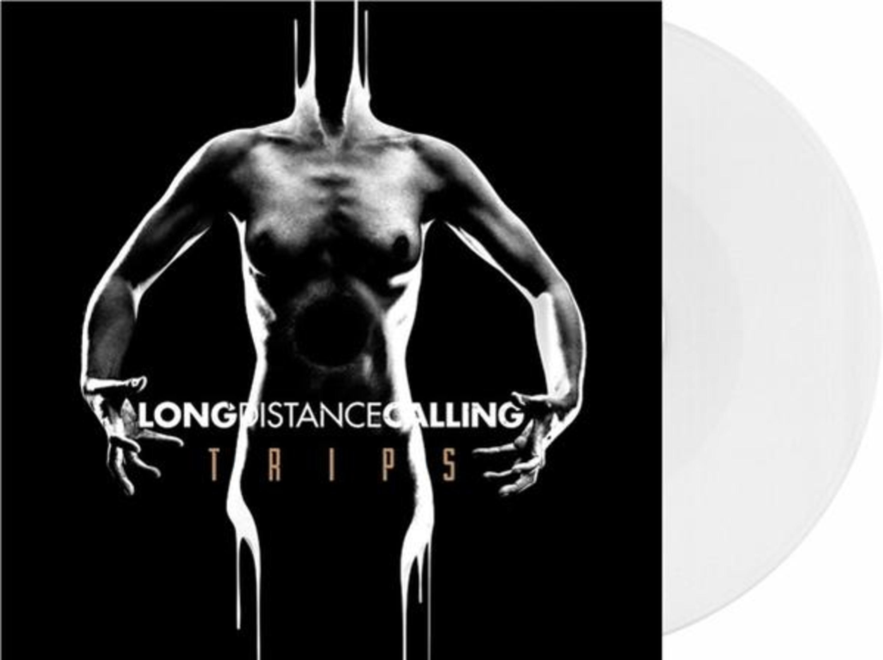 Albumhoes: Long Distance Calling- Trips. Een witte vinylplaat aan de rechterkant.
