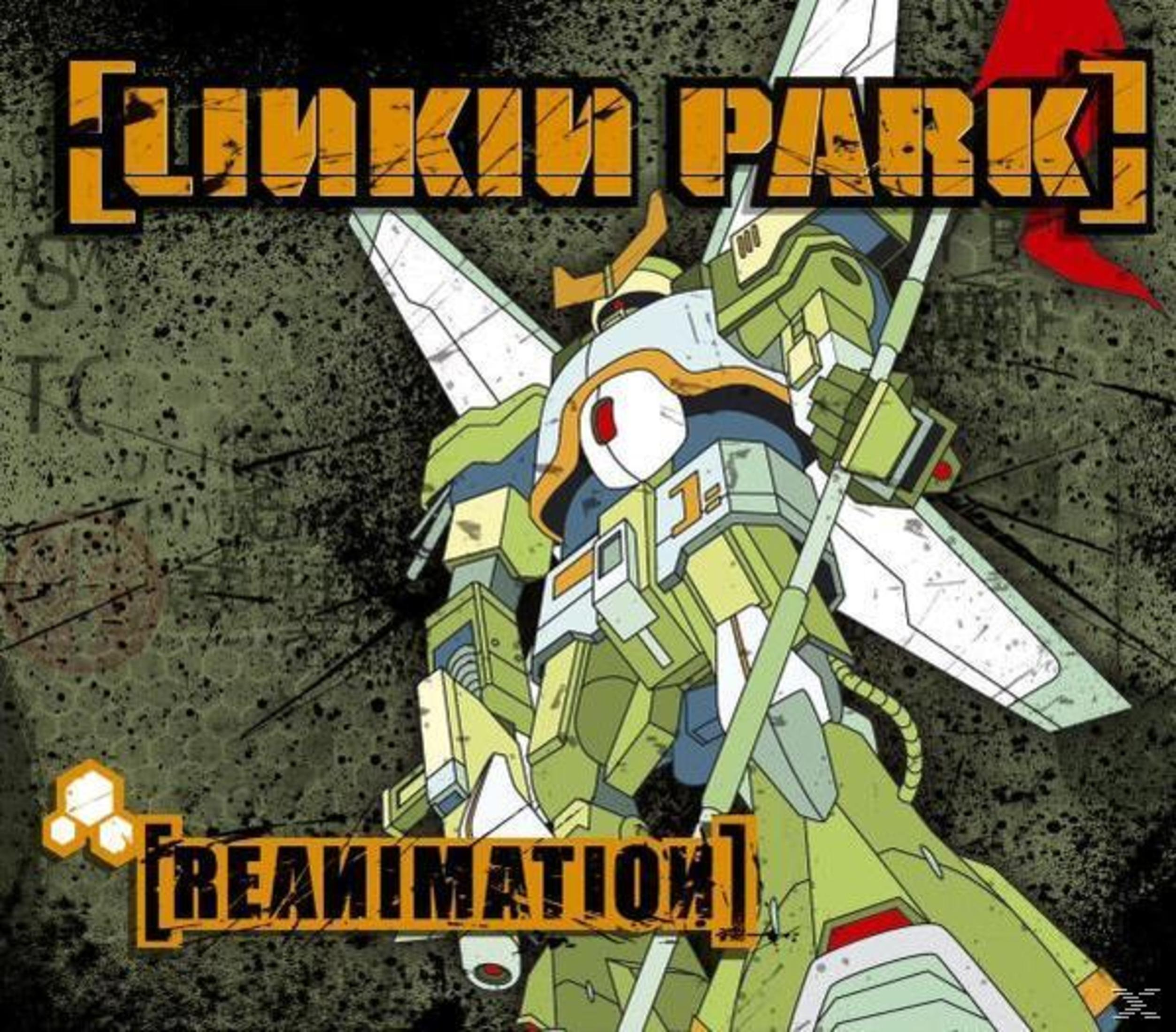 Copertina dell'album con un guerriero robot. Il titolo è '[Linkin Park]: Reanimation'.