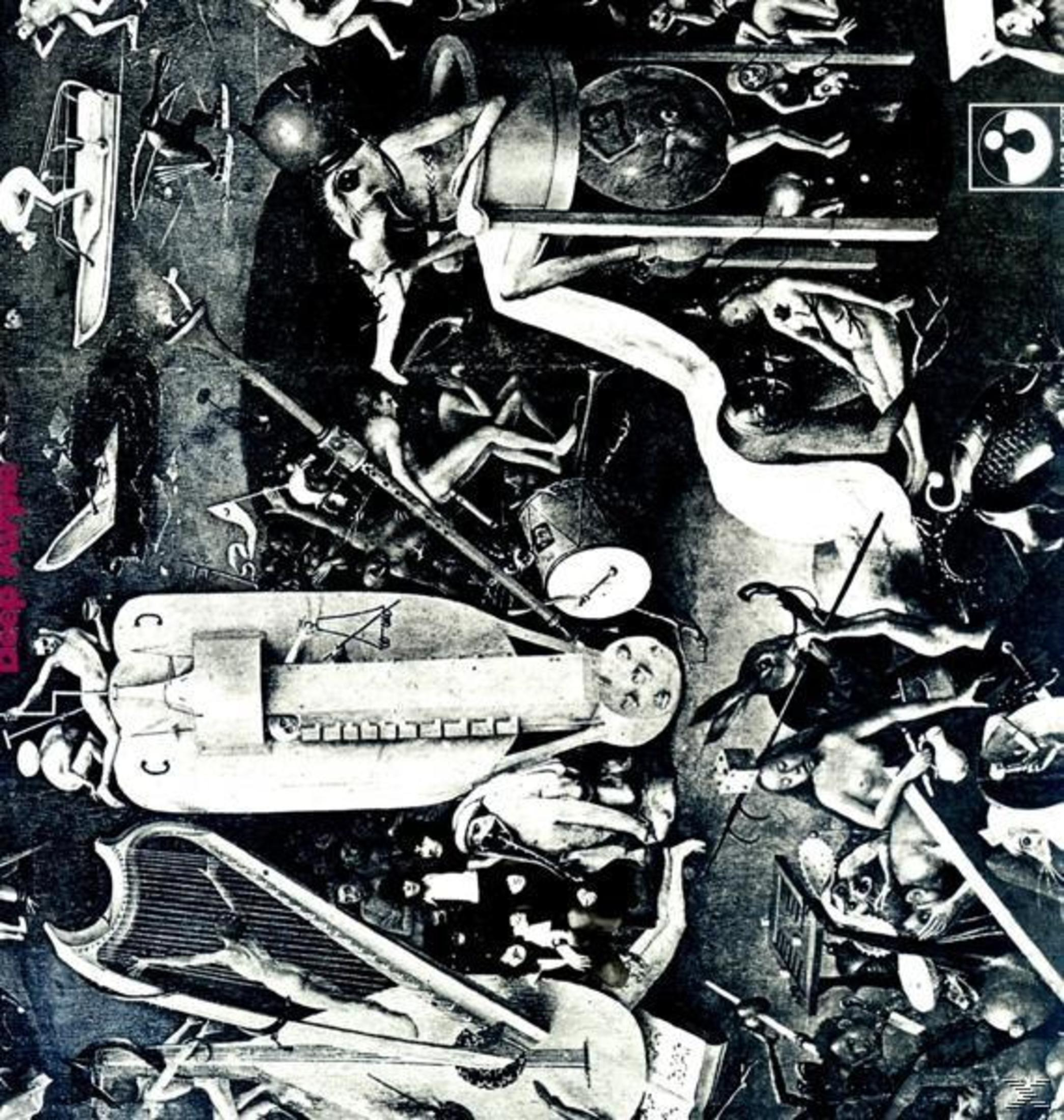 Copertina dell'album con un'illustrazione oscura che raffigura una scena caotica e inquietante, con molte figure.