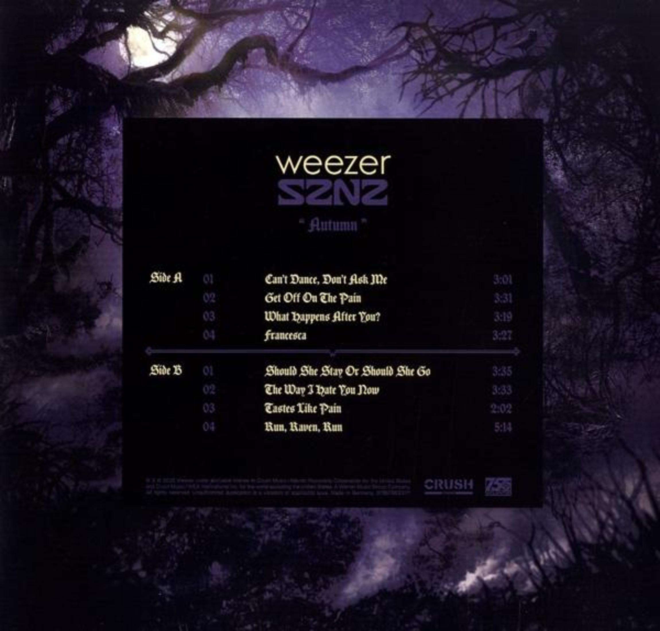 Retro copertina dell'album con tracklist, sfondo scuro e un albero piangente.