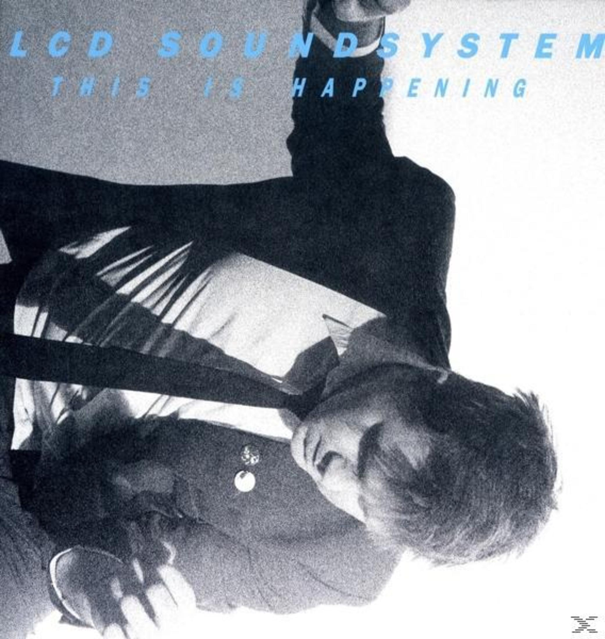 Copertina dell'album: LCD Soundsystem, 'This Is Happening'. Raffigura una persona vestita di scuro, a faccia in giù.