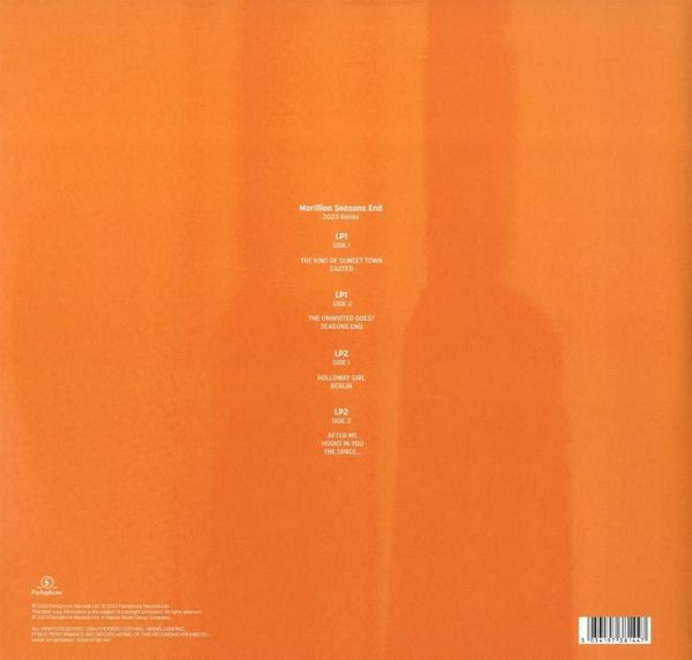 Copertina dell'album arancione con i nomi dei brani. L'artwork è semplice e astratto. Disco in vinile.