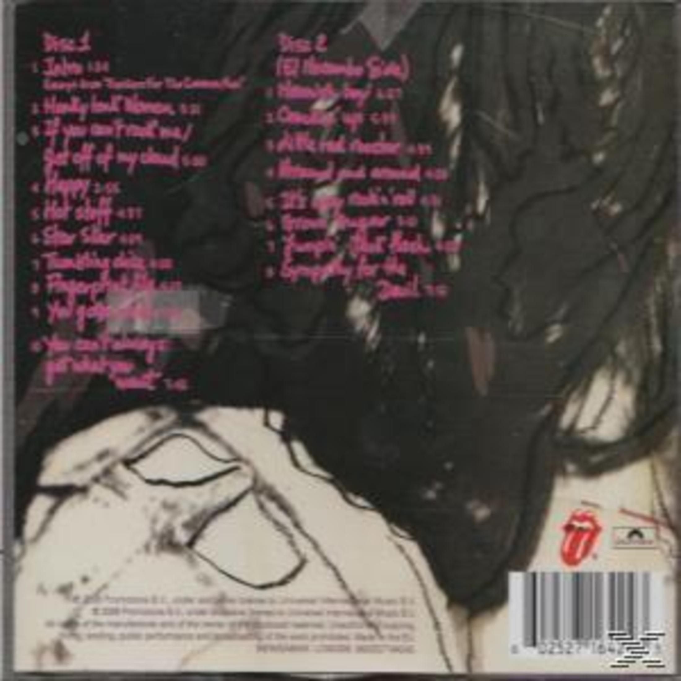 Retro di un CD con tracklist e il logo dei Rolling Stones.